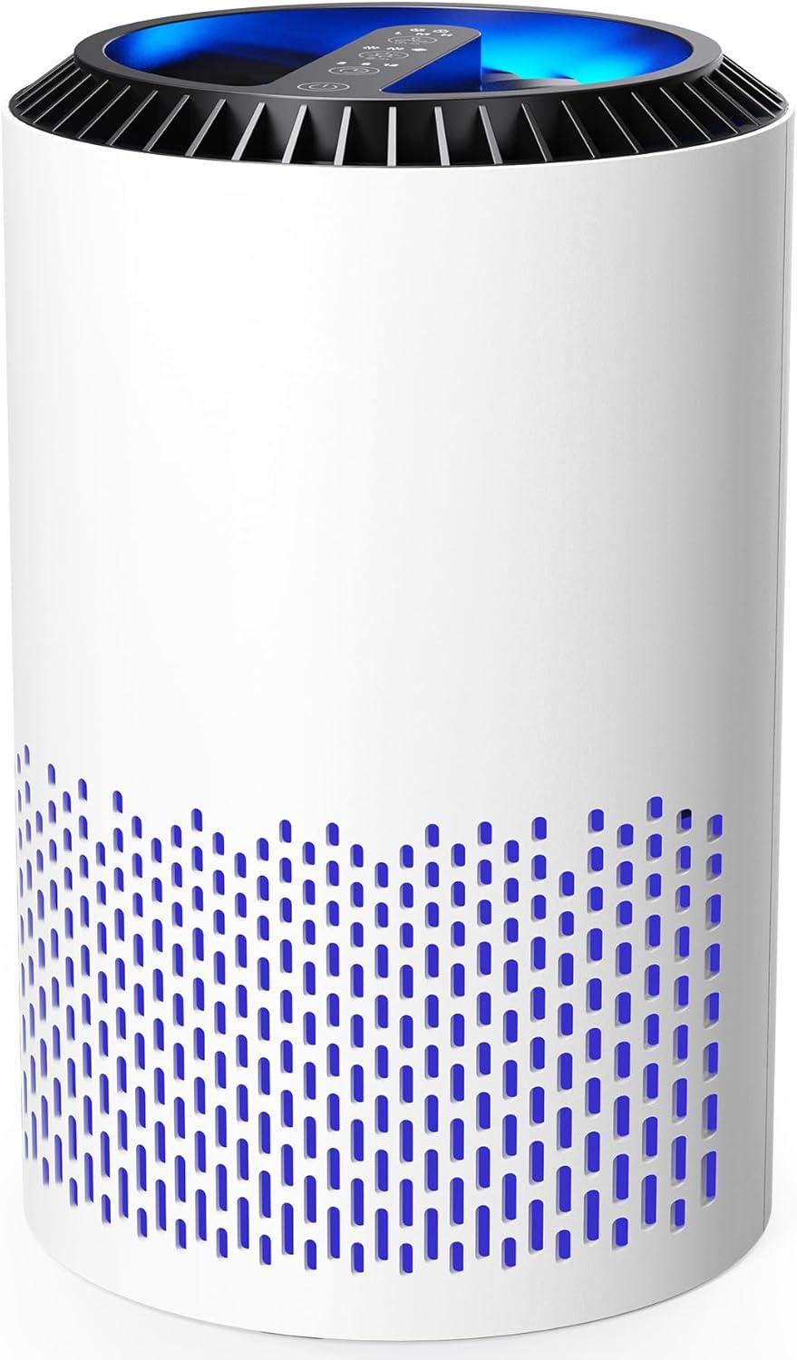 AROEVE Purificatori d'Aria Per Camera Da Letto e Casa, 7W Purificatore d'Aria Con Modalità Sonno 22dB Filtro HEPA H13 Fumo Polline Forfora Capelli Odore, DH-JH01A, Bianco