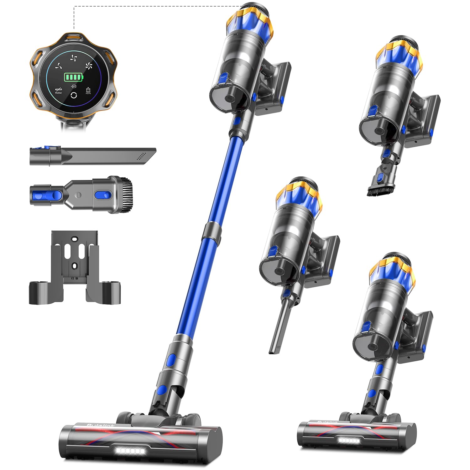 Bulelink Akku Staubsauger kabellos 55 kPa 650 W 70 Min Laufzeit starke Saugkraft für Tierhaare Teppiche Hartböden