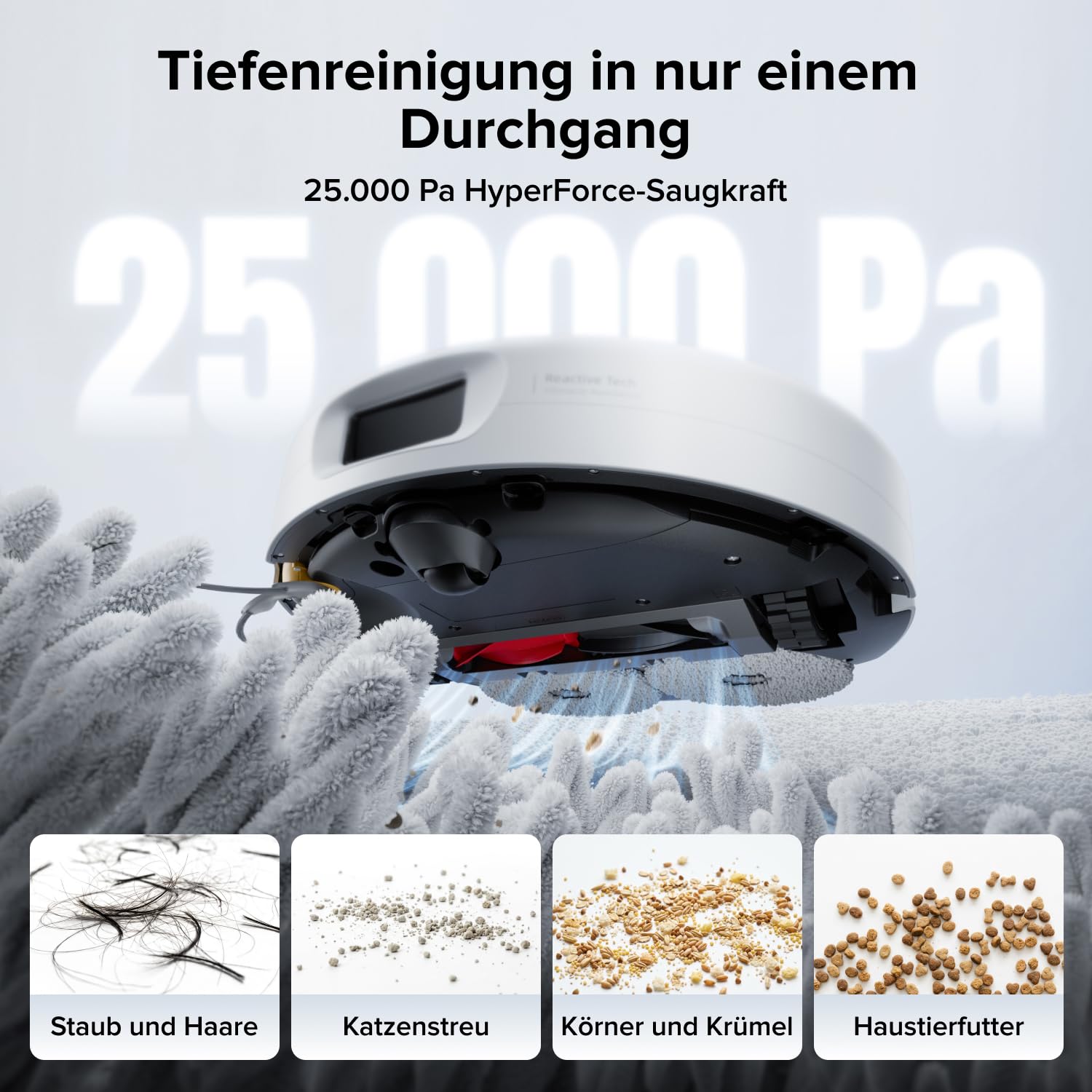 Saugroboter mit Wischfunktion Qrevo 2 Pro, 25.000 Pa Saugkraft, Absaugstation mit Heißwasserwischen und 75°C Moppreinigung