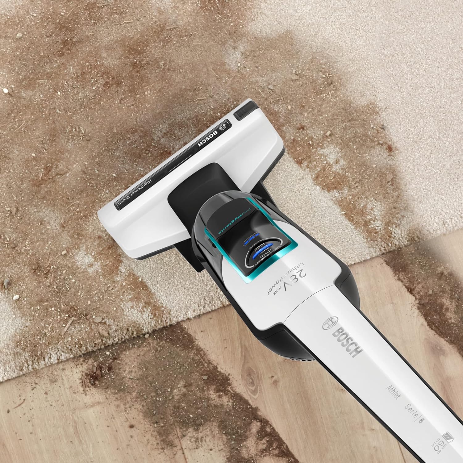 Bosch Athlet ProHygienic 28Vmax Serie I 6 - Aspirapolvere Senza Filo, Ricaricabile, Fino a 60 Minuti di Autonomia con Tecnologia agli Ioni di Litio Bosch, Bianco