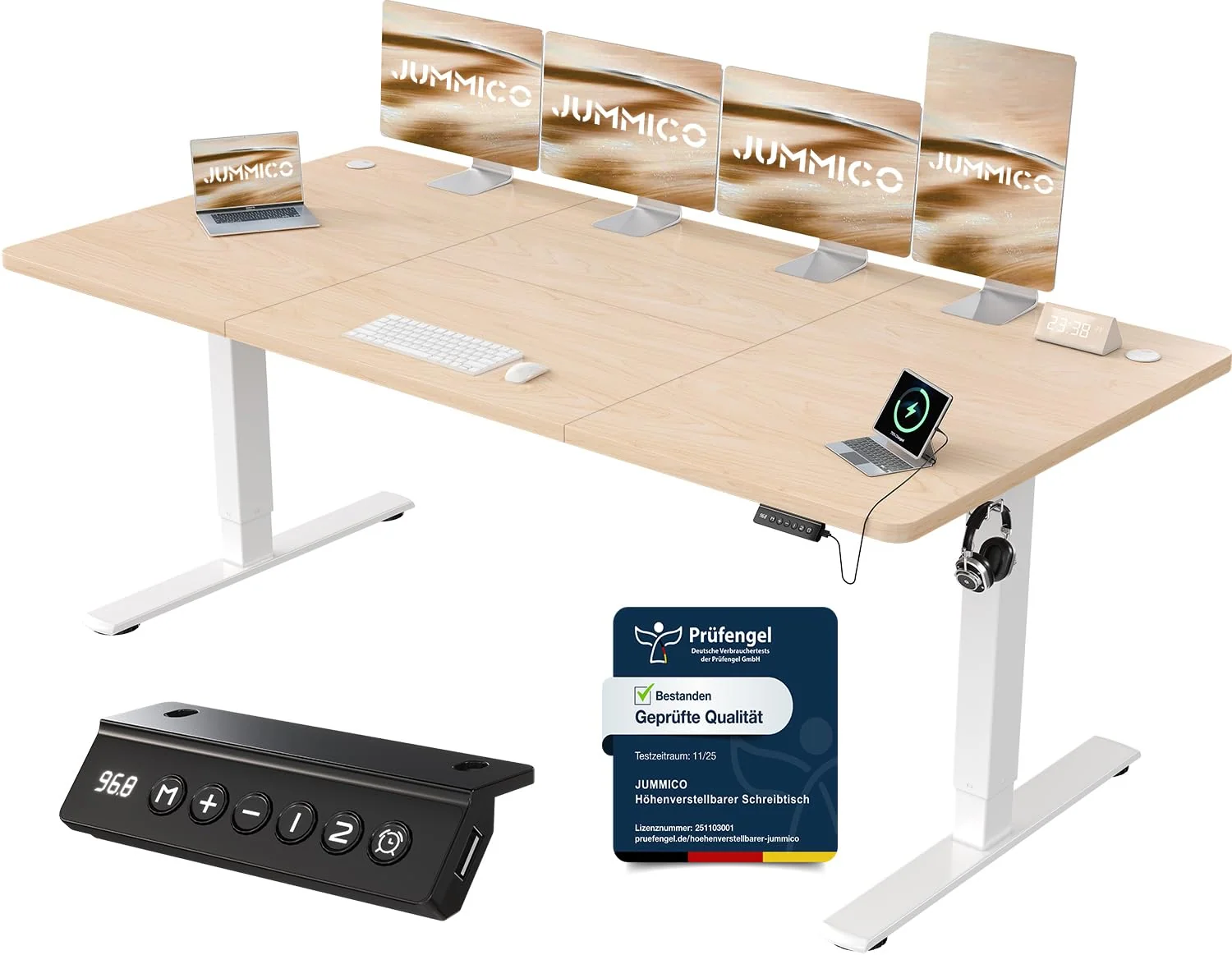 JUMMICO Elektrisch höhenverstellbarer Schreibtisch mit USB-Anschluss