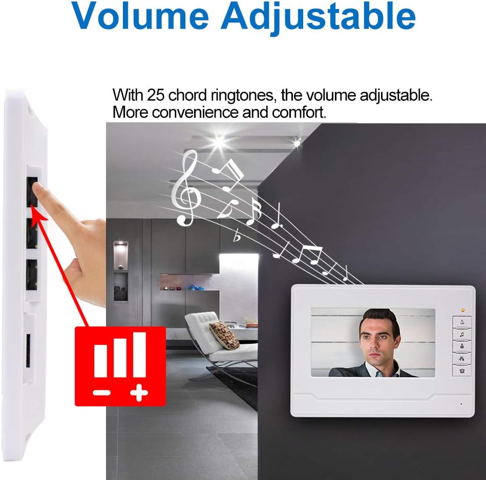 KDL Videocitofono interno casa Smart Home Video Citofono 7inch Video citofono campanello Telefono, Impermeabile Telecamera esterna con monitor da 7 pollici per Villa (3 Monitor)