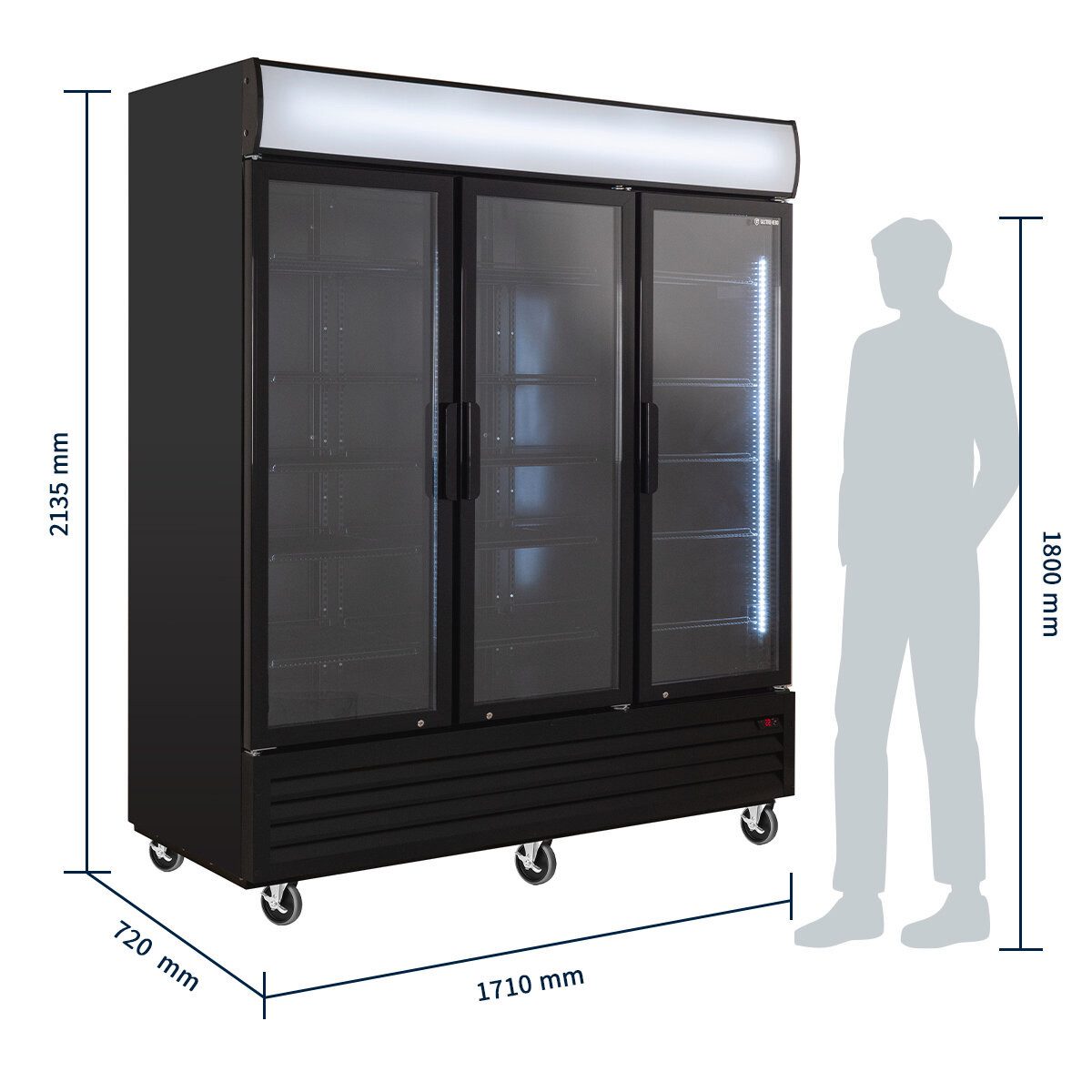 Getränkekühlschrank Getränkekühlschrank 1500 mit Klapptüren, schwarz, LED, Leucht