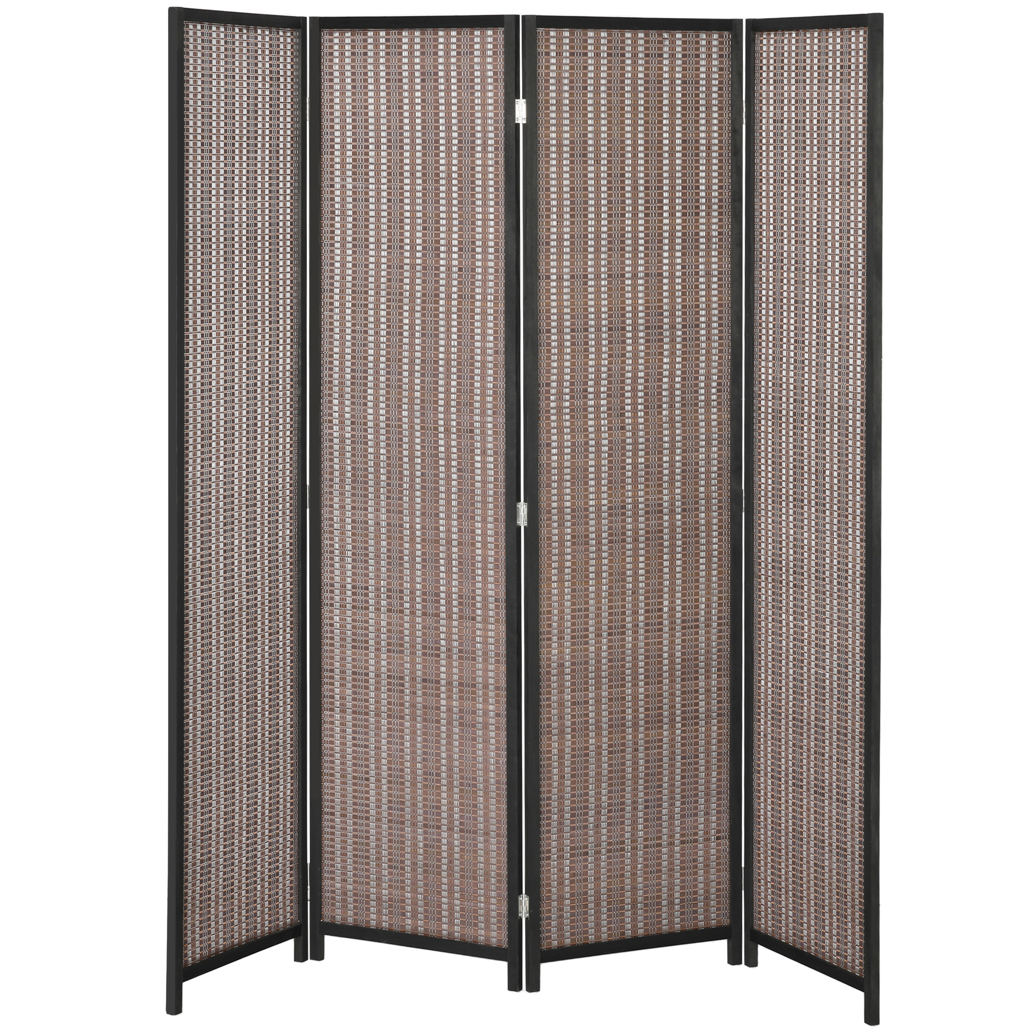 HOMCOM Holz-Paravent Raumteiler faltbare Trennwand 4 Paneele 180 x 180 cm braun