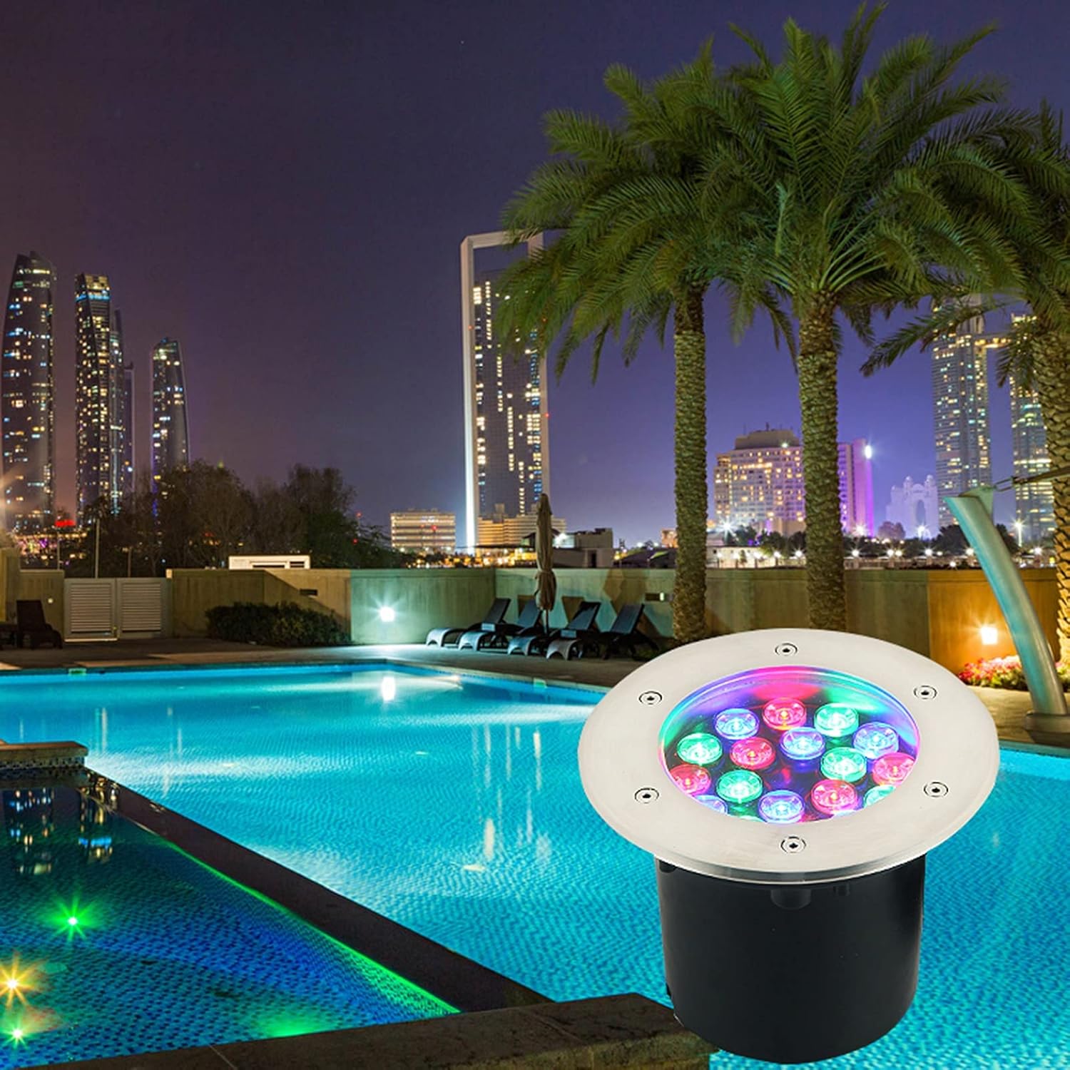 LED-Schwimmbadbeleuchtung Edelstahl Unterwasser-Teichlicht IP68 Wasserdicht Eingebettetes Untergrundlicht für Aquarium-Wasserfall-Teichbeleuchtung