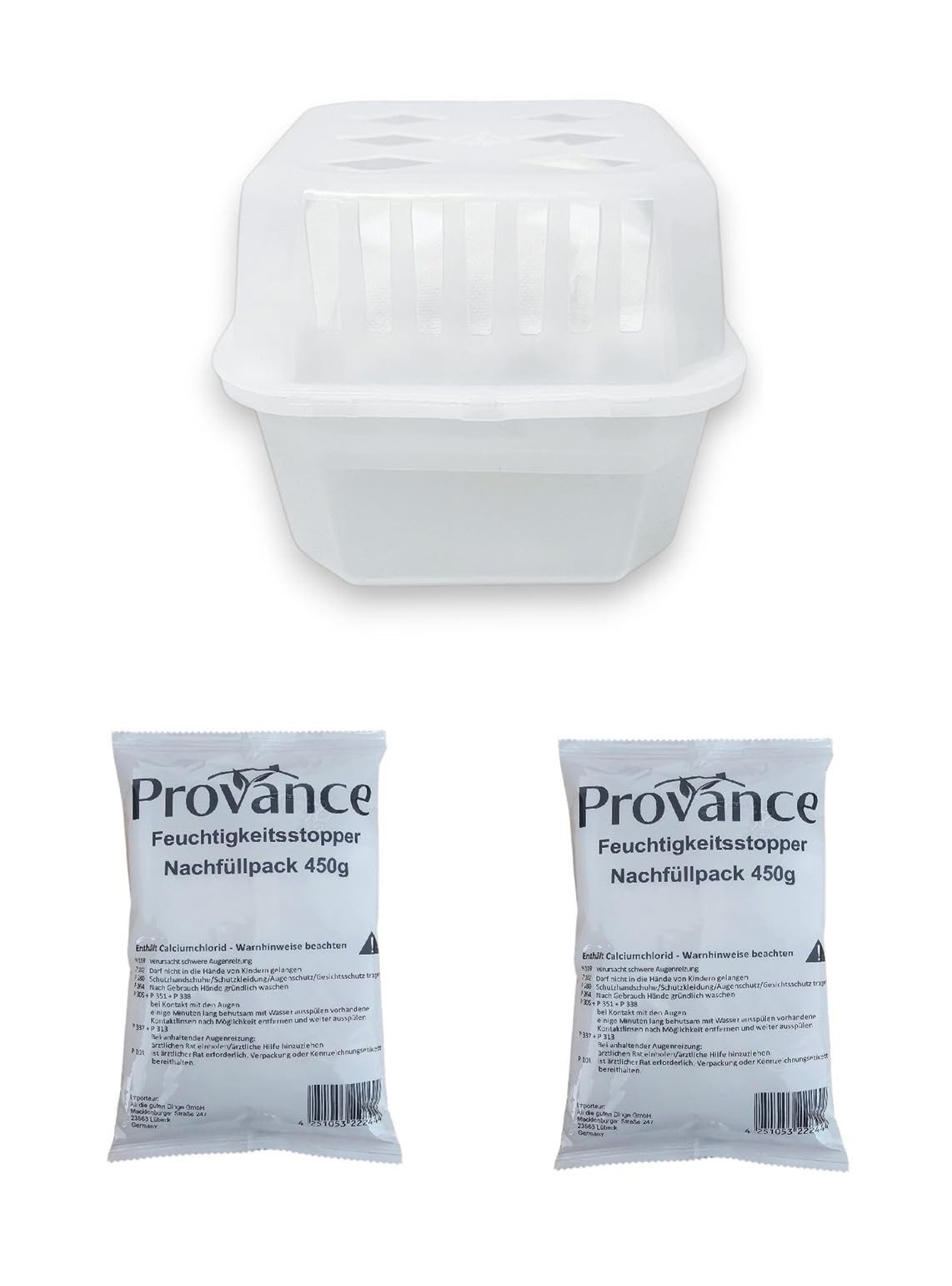 Granulat-Luftentfeuchter Set Box mit Nachfüllpacks 450g für alle Innenräume