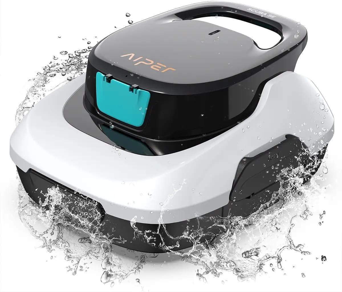 AIPER Scuba SE, Robot per piscina senza fili, Batteria a doppia azionamento, Parcheggio automatico, Adatto per piscine piatte fino a 80 mq, Drenaggio rapido, Autonomia 90 min (Beige)