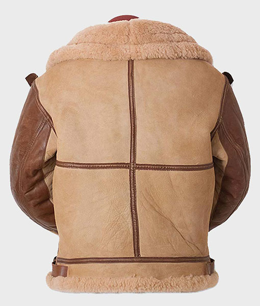 Mens Brown Tan Flying B3 Shearling Leather Jacket