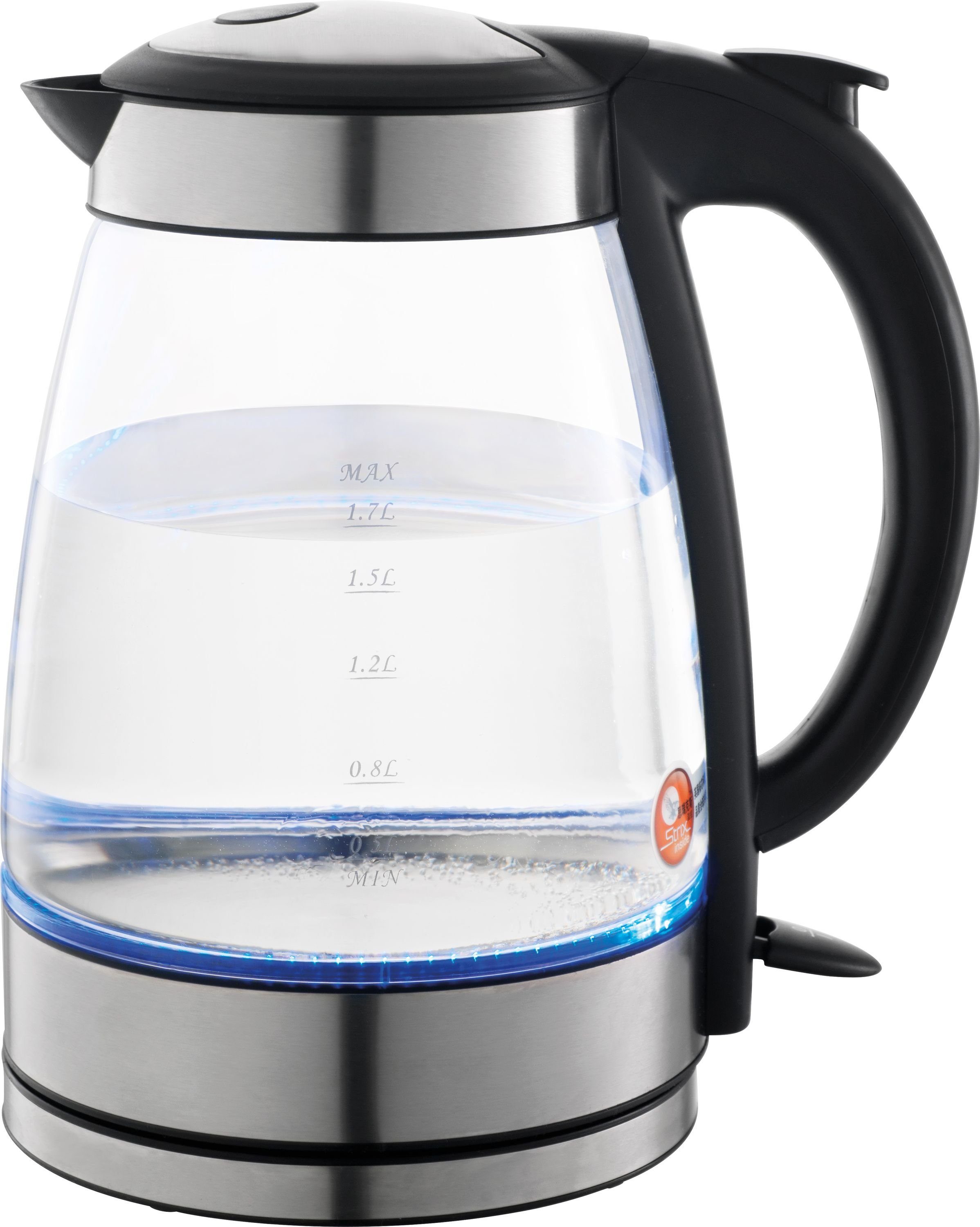 Wasserkocher Glas 1,7 L - 360 Grad Drehung - beleuchtet - für Links & Rechtshänder