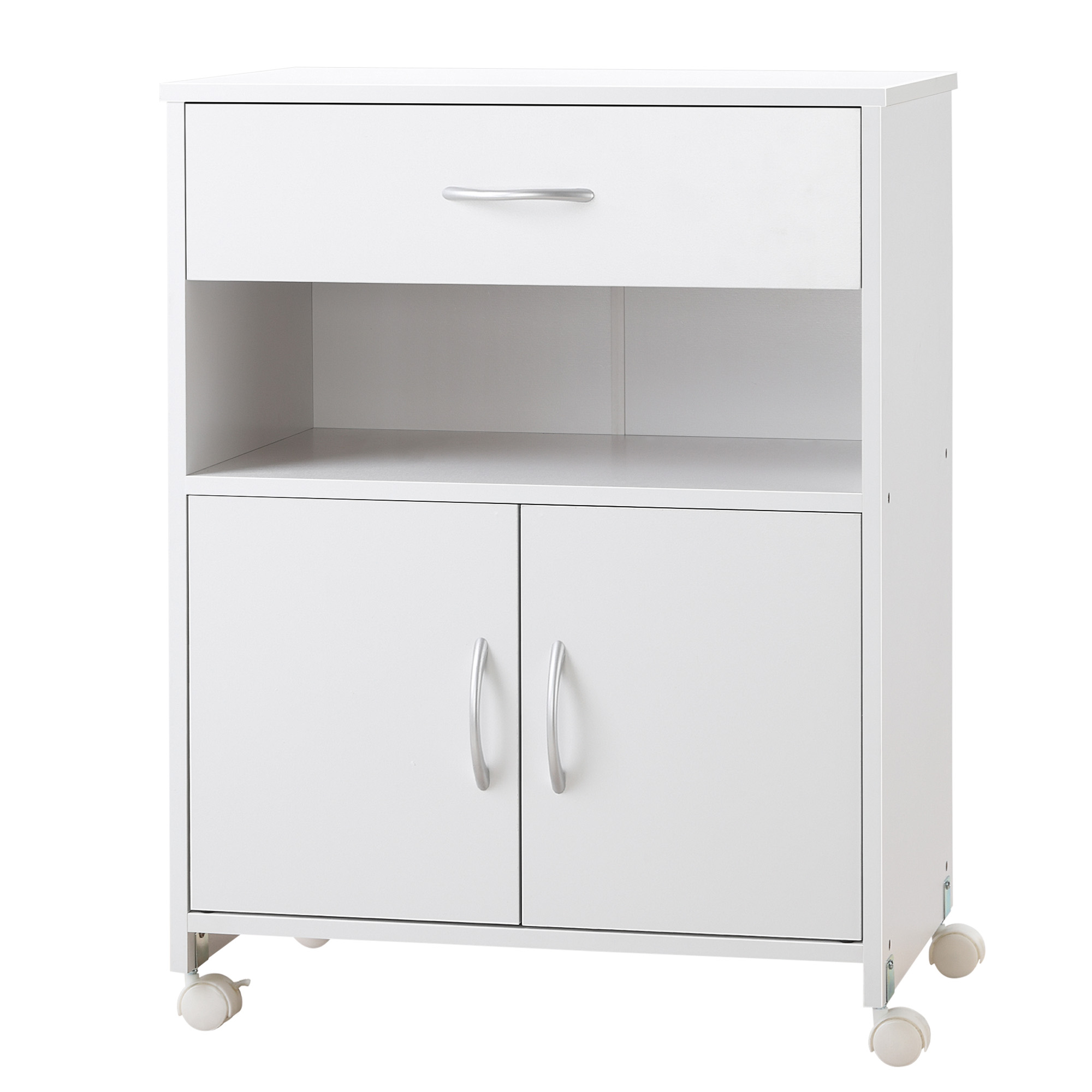 Vinsetto Mobiler Druckerständer mit Schublade, offenes Regal und zweitürigem Schrank, verstellbarem Regal, 60 x 39 x 80 cm, Weiß