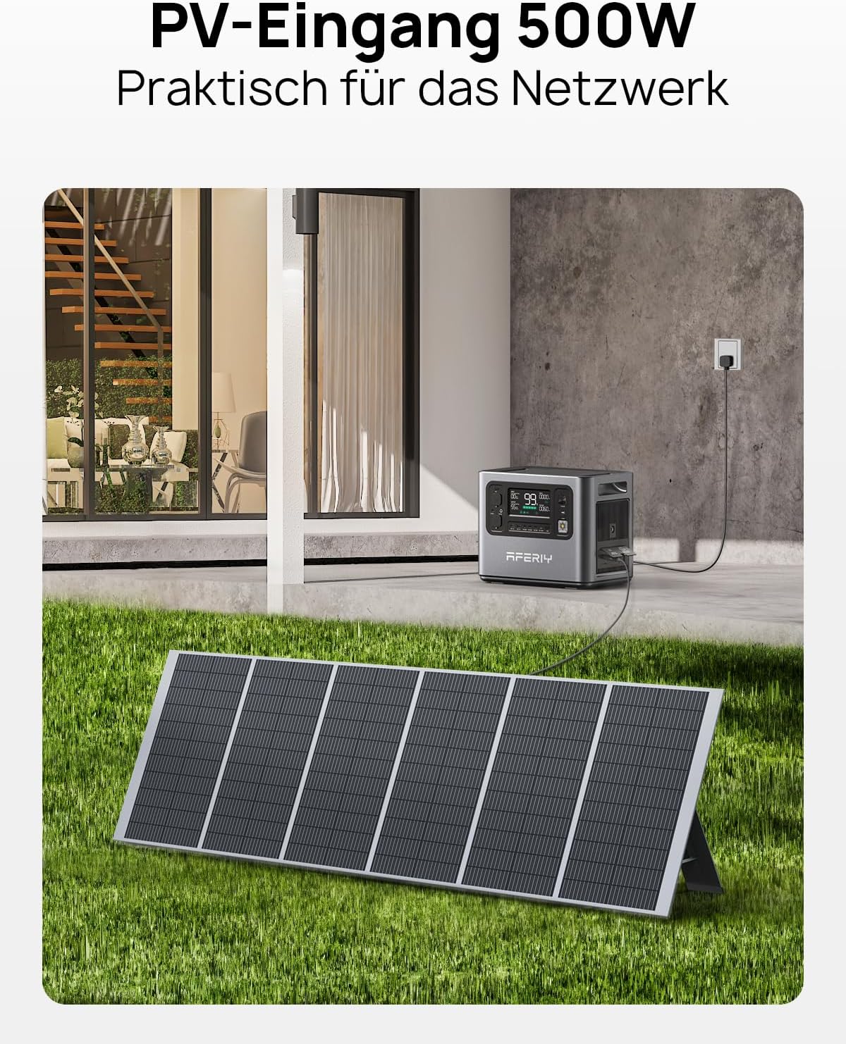 AFERIY Solar Generator 2400W mit 400W Solarmodule, 2048Wh Tragbare Powerstation, LiFePO4 Batterie, Schnellladung in 1,2 Std. Faltbar Solarpanel mit USB, IP65, für Outdoor Camping, Stromausfälle Neu