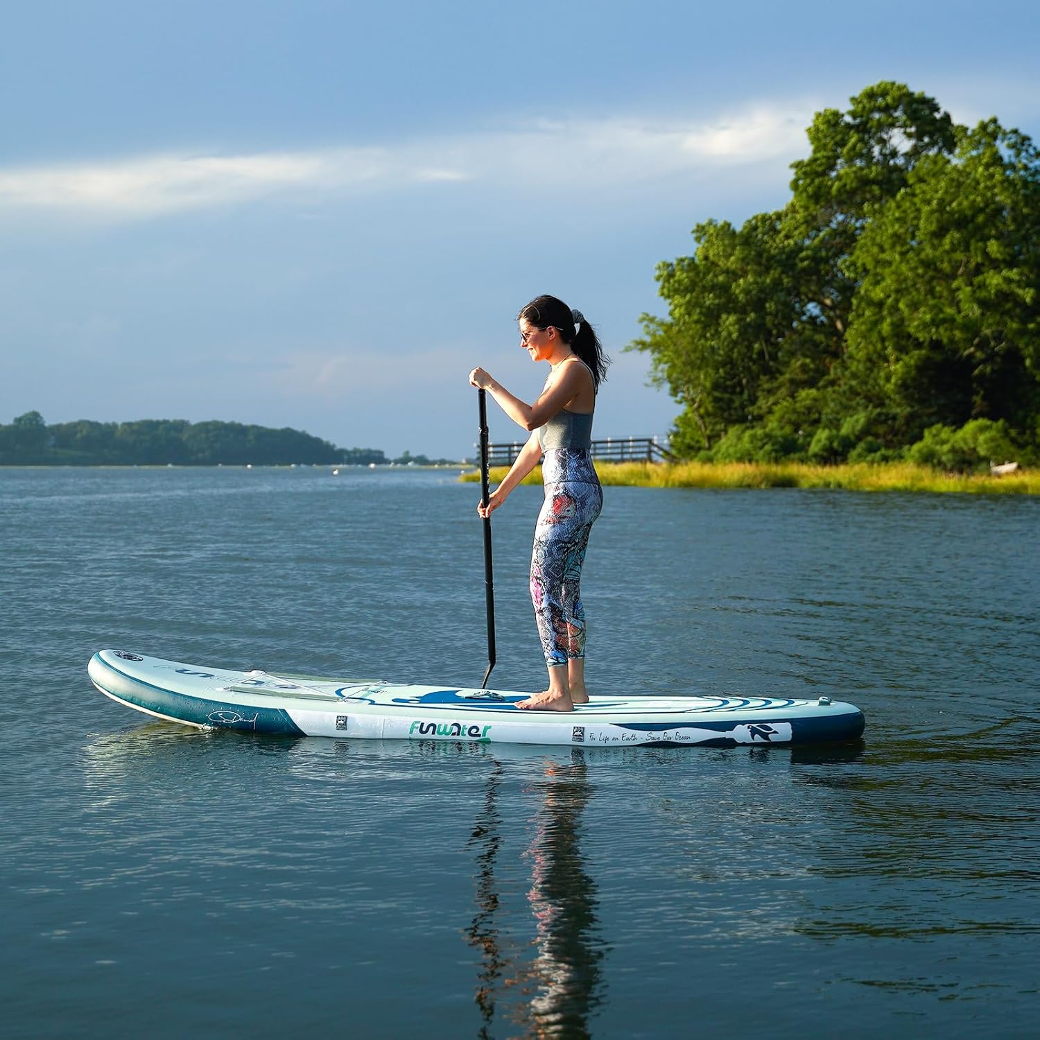 FunWater Tavola Da Surf Gonfiabile SUP Completa Paddleboard Accessori Pagaia Regolabile, Pompa, Zaino Da Viaggio, Guinzaglio Di Sicurezza, Custodia Impermeabile
