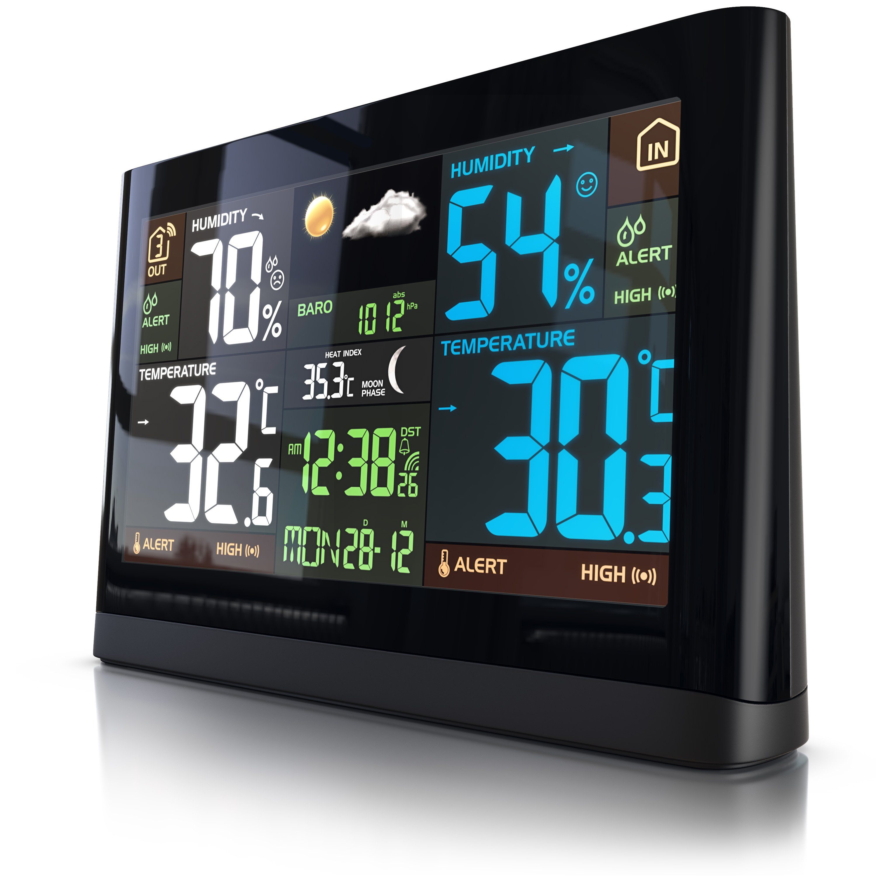 Wetterstation Funk Wetterstation, Luftdruck, Temperaturtrend & Wetterprognose, LCD
