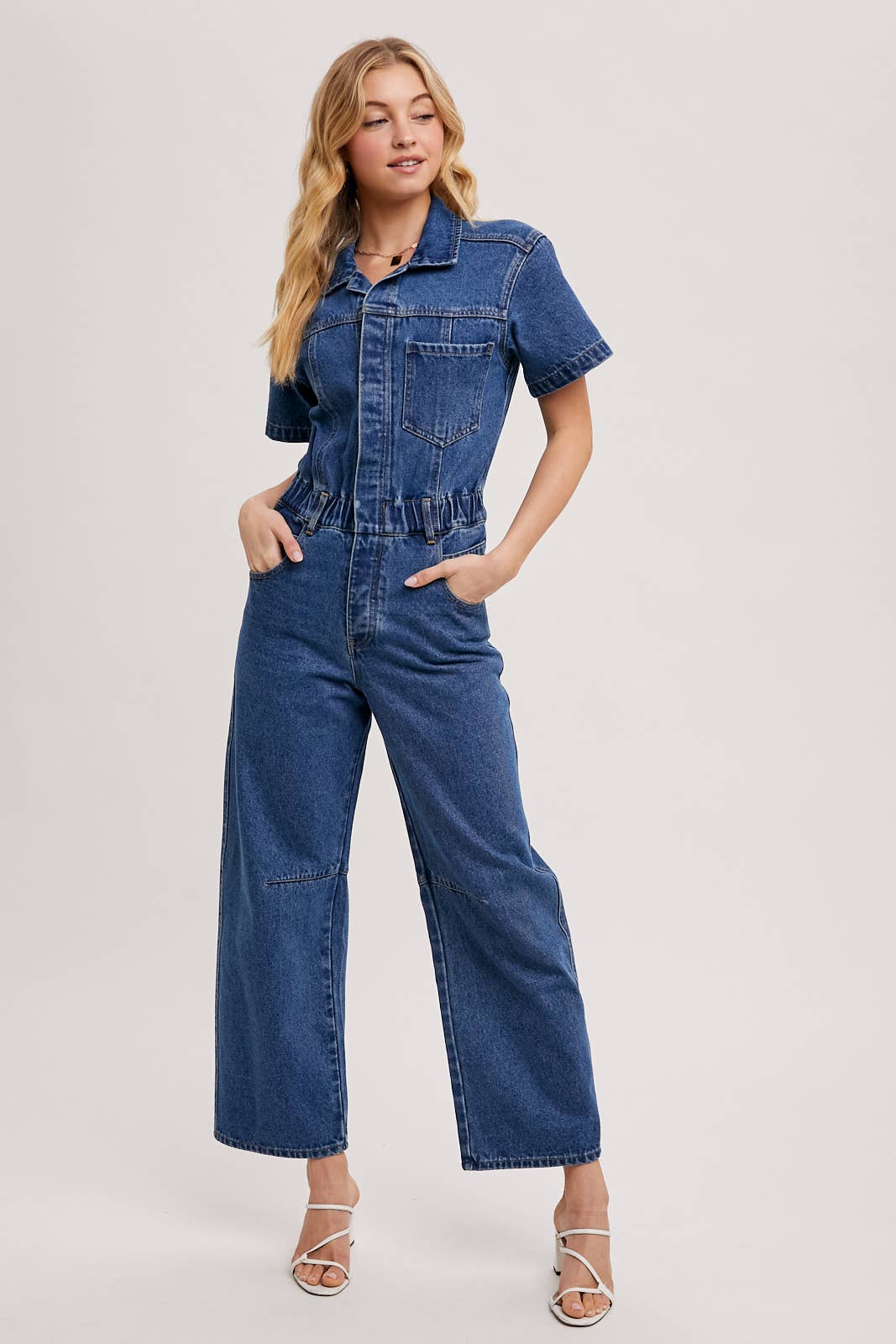 DENIM JUMPSUIT: MED.WASH