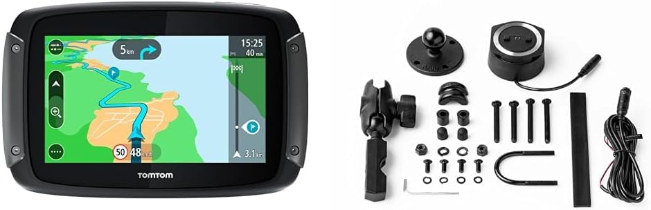 TomTom Motorrad Navi Rider 50 (4,3 Zoll) & Rider Motorradhalterungsset inklusive RAM für alle TomTom Rider Modelle (Siehe Kompatibilitätsliste unten)