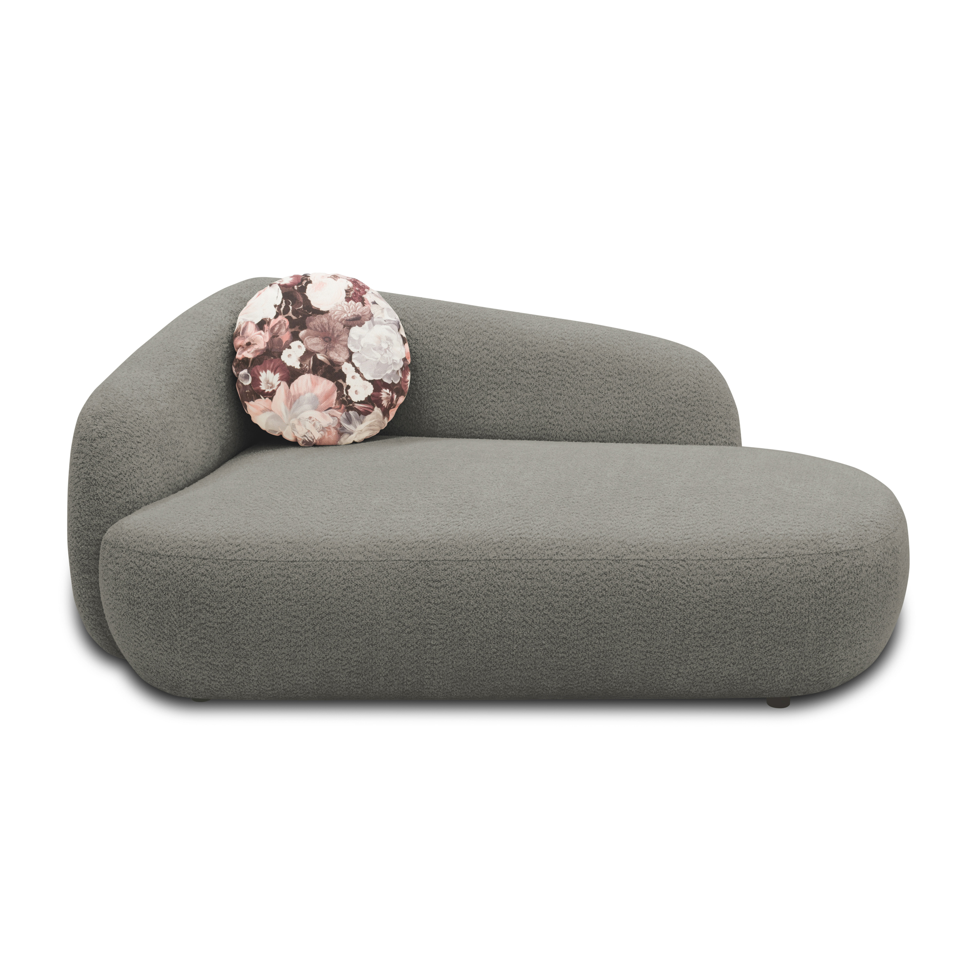 Recamiere 700013, Liege, oval, Füße mit Filzgleitern, Sofa, 183 x 105 x 75 (BxTxH), grau