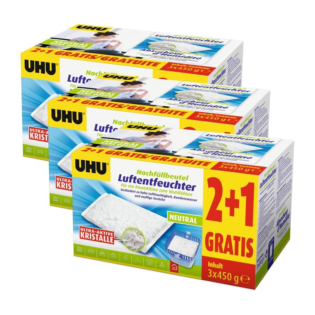 Luftentfeuchter 9x UHU 47135 Luftentfeuchter Nachfüllbeutel 450 gDuftneutral