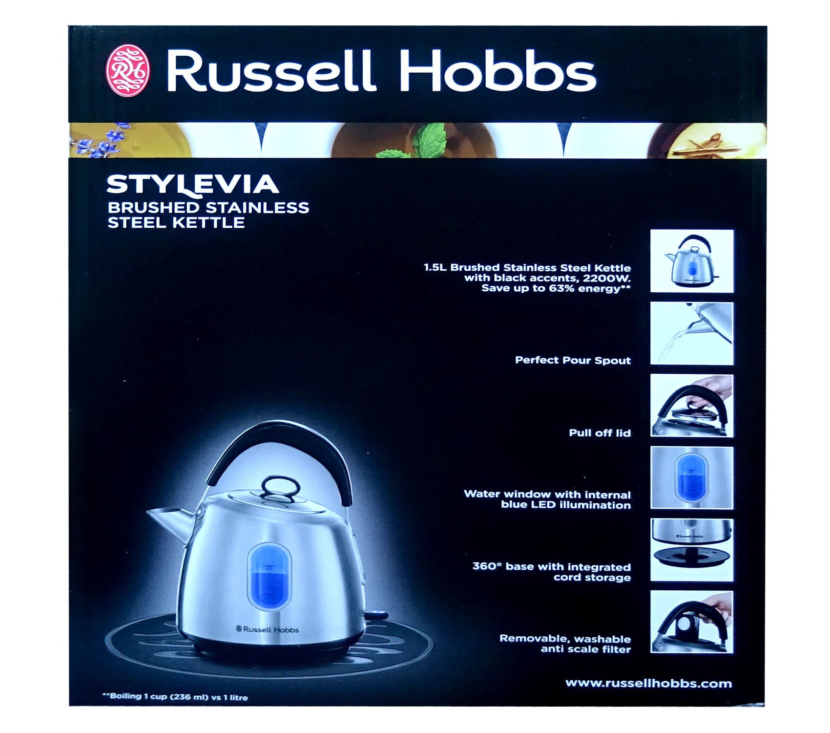 Wasserkocher Russell Hobbs 28130-70 Stylevia Wasserkocher 1,5L Edelstahl 2200W