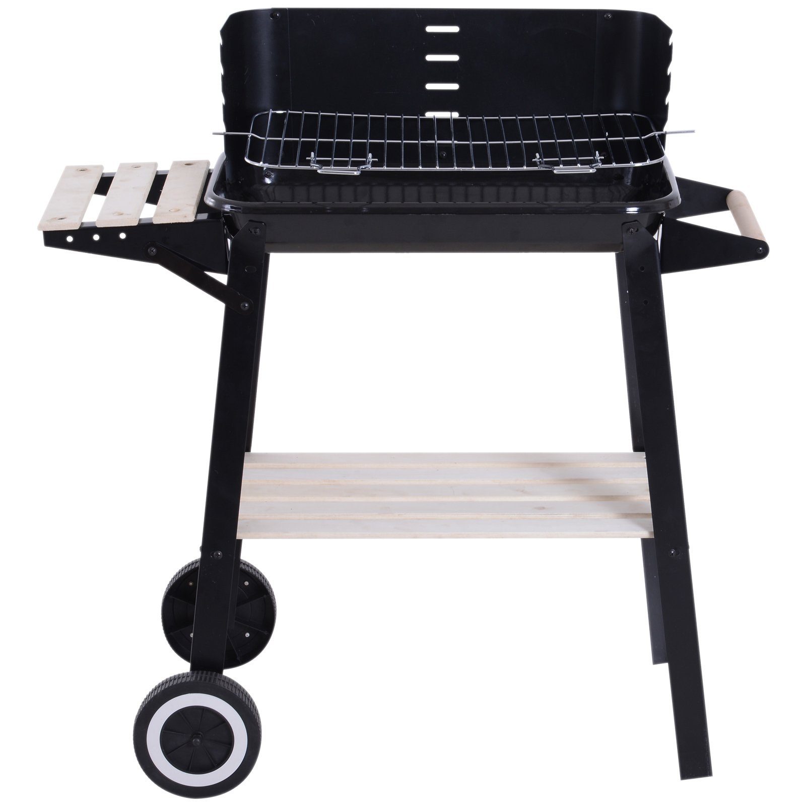 Holzkohlegrill Grillwagen mit Windschutz