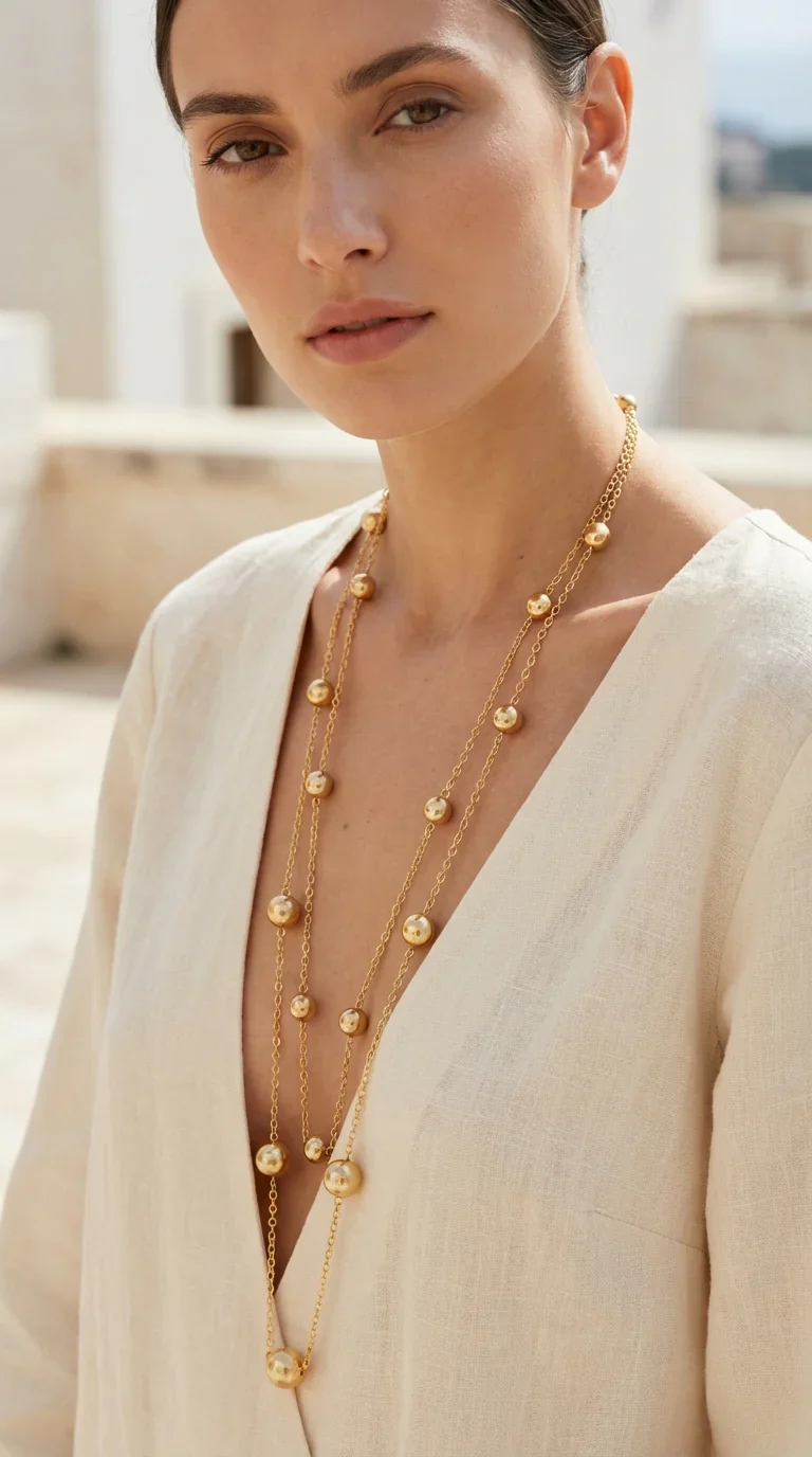 Envy Double Layer Ball Necklace , Gold