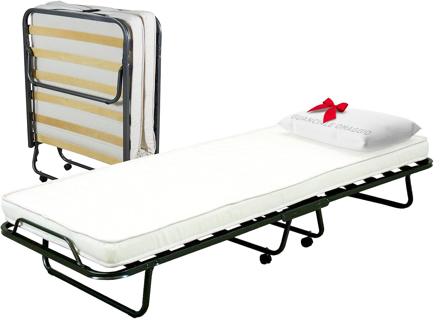 Soluko - Letto Brandina Pieghevole a Doghe con Materasso Memory