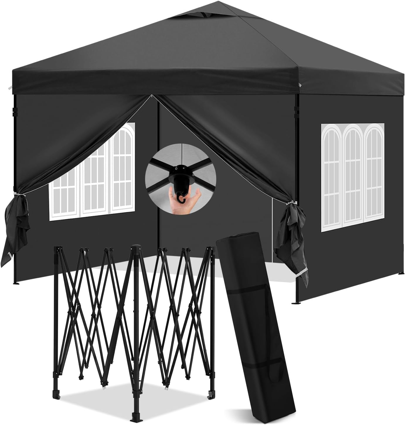 Laneetal Gazebo 3x3 Pieghevole Impermeabile, Pergolato da Giardino, Gazebo da Esterni, con Pareti Laterali Rimovibili, Protezione dal Sole, per Feste e Campeggio, Borsa per il Trasporto, Beige