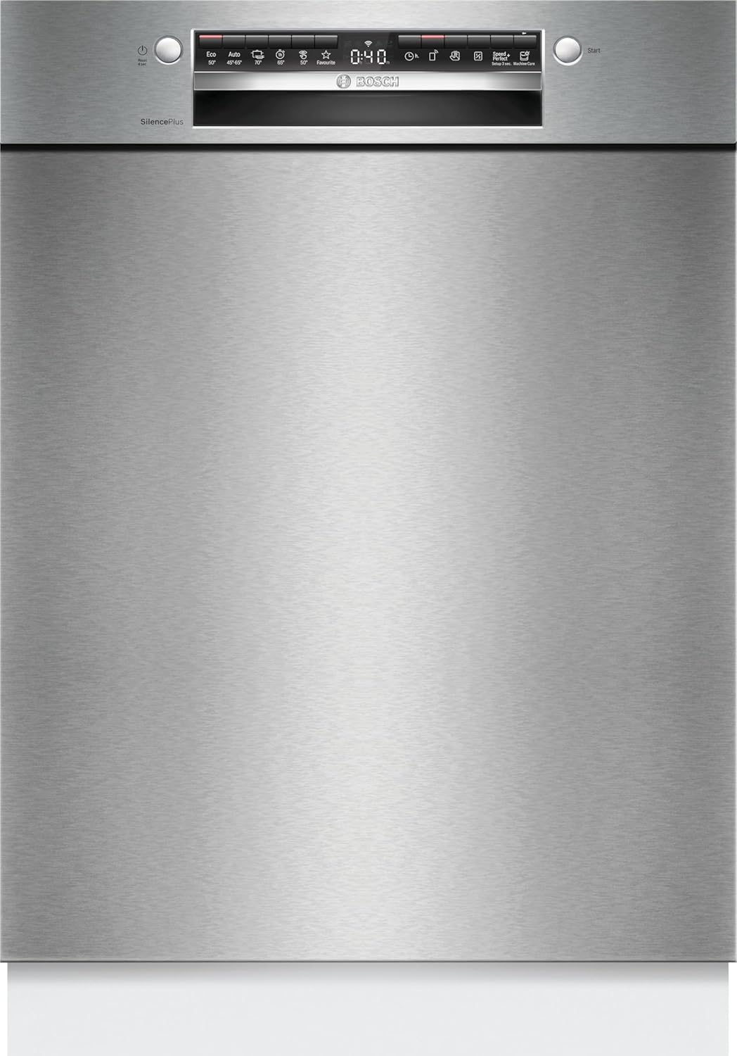 Bosch SMU6ECS12E Series 6 Undermount Dishwasher, Home Connect, Extra Clean Zone: Intensive Wash for Stubborn Dirt, Washing Assistant, Steel, 60 cm