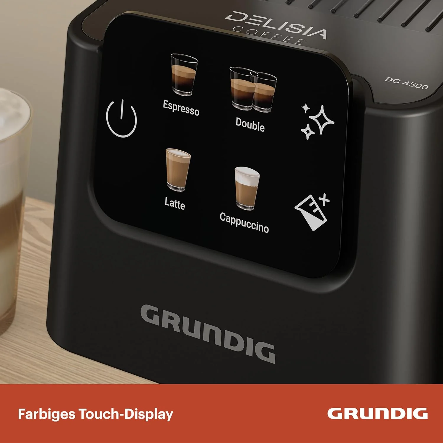 GRUNDIG KSM 5330 Espressomachine met ge?ntegreerd melkreservoir, 1628 W vermogen, 15 bar pompdruk, dubbele tuit, kleuren-touchscreen, BrewSense, CreamyPro, donker inox/zwart