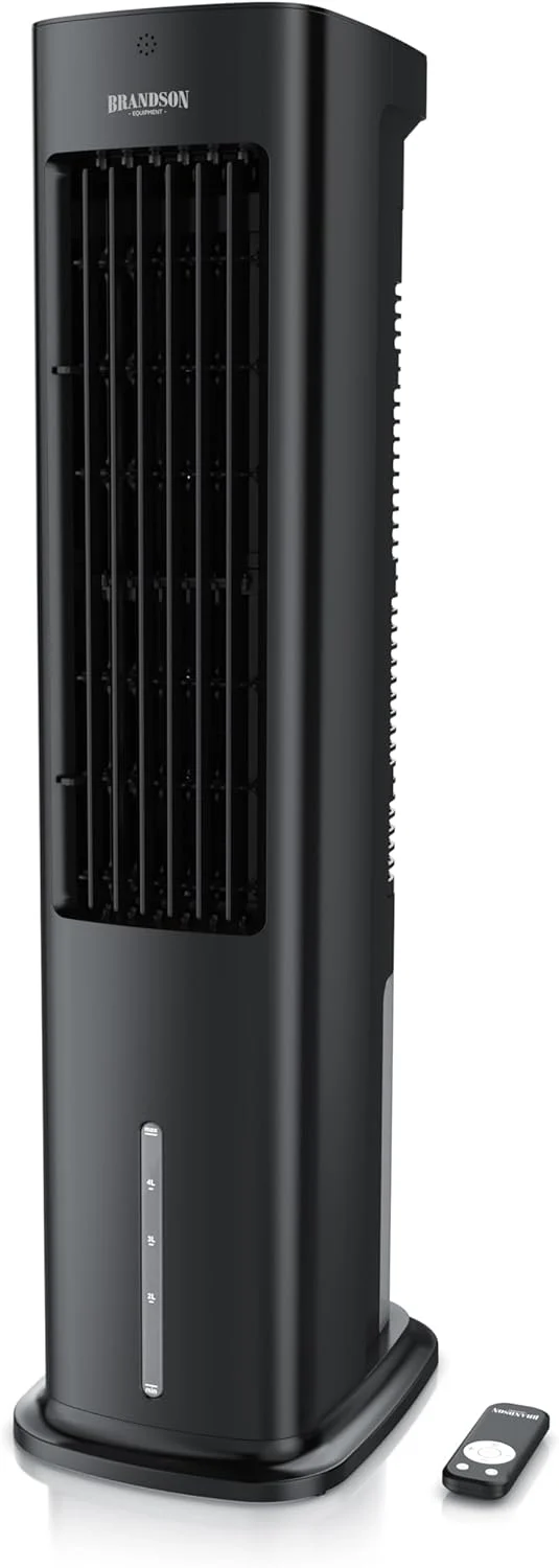 Brandson - Luchtkoeler met waterkoeling 5-in-1 - Verdampingskoeler, luchtbevochtiger, ventilator & luchtreiniger, mobiele airconditioning zonder afvoerslang - Prijswinnaar 2025 - stil - 5L watertank