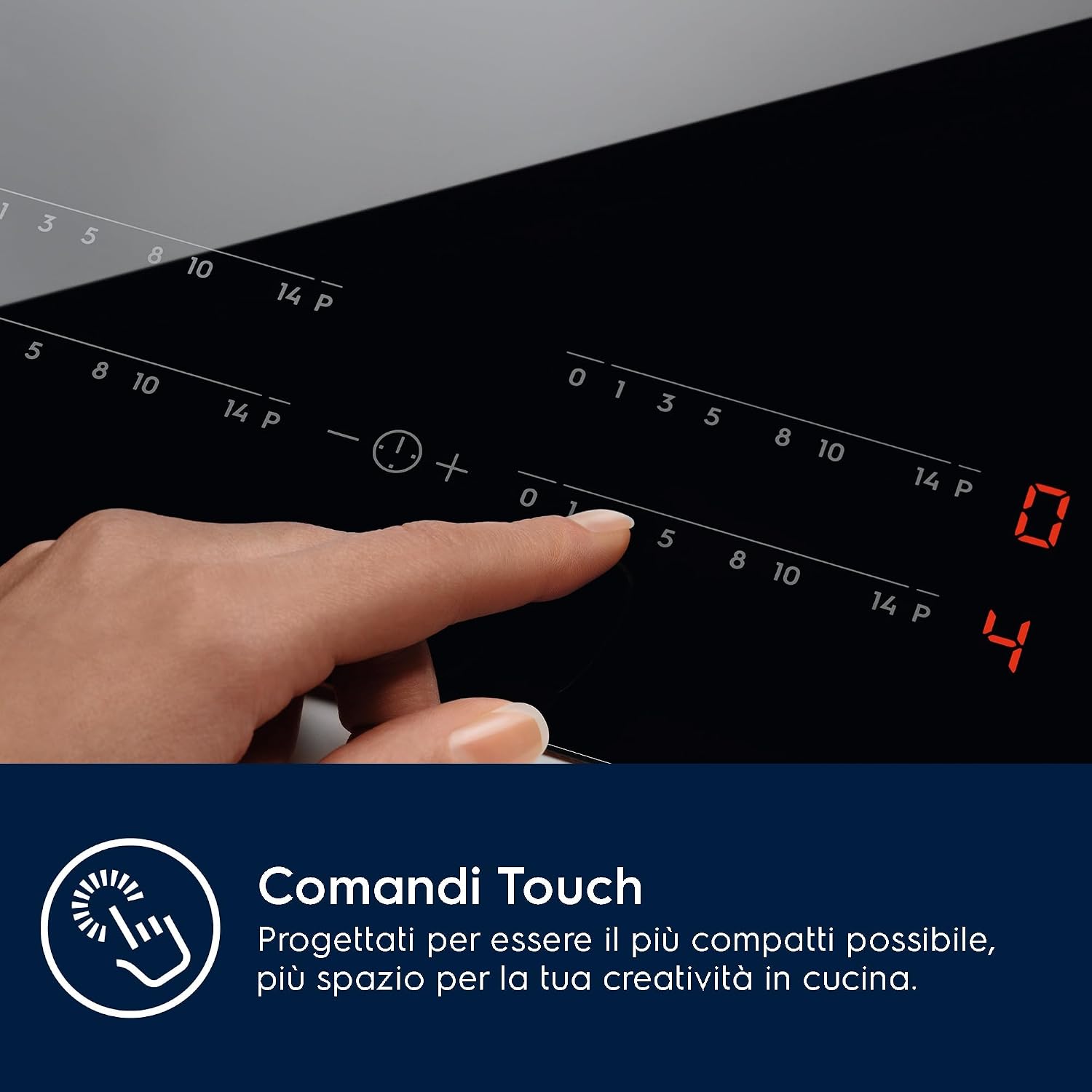 Electrolux Serie 300 Piano Cottura a Induzione da Incasso EIB60424CK, 4 Fuochi Rapidi, Comandi SliderTouch, Sicuro e Facile da Pulire, 60 cm, 590×520 mm, Nero, Design Moderno