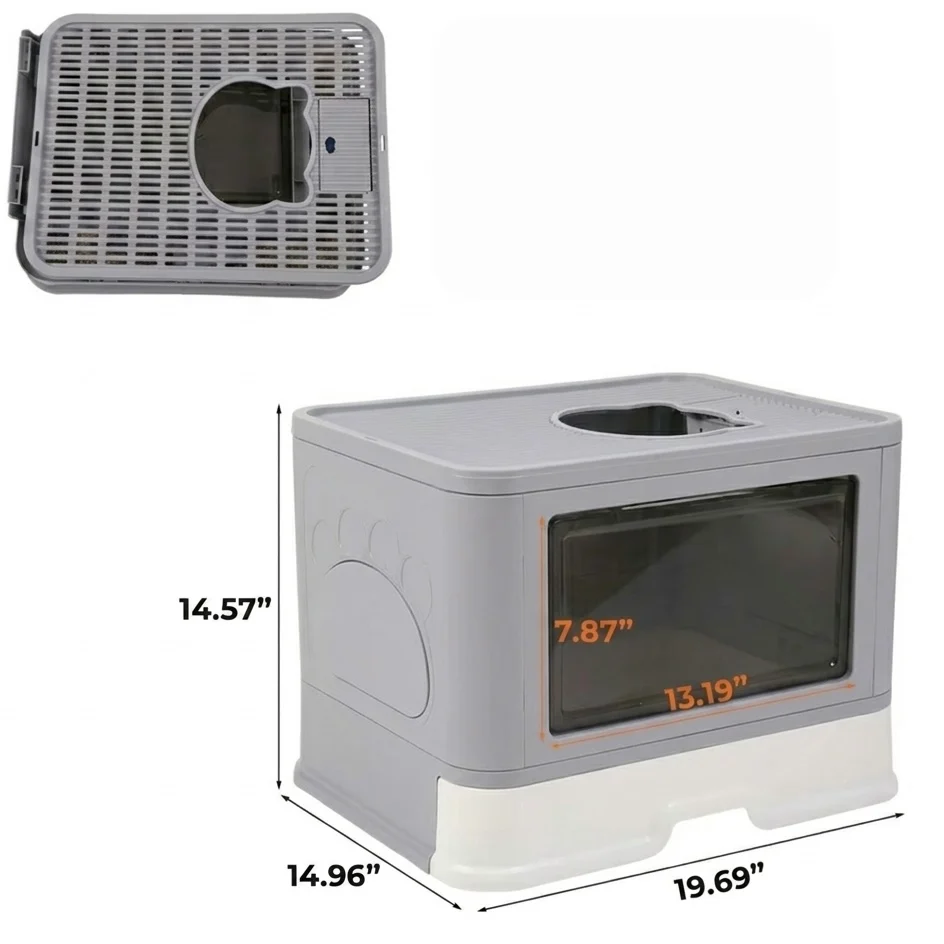 Foldable Cat Litter Box �C Dual-Entry Design, Fully Enclosed & Easy Clean