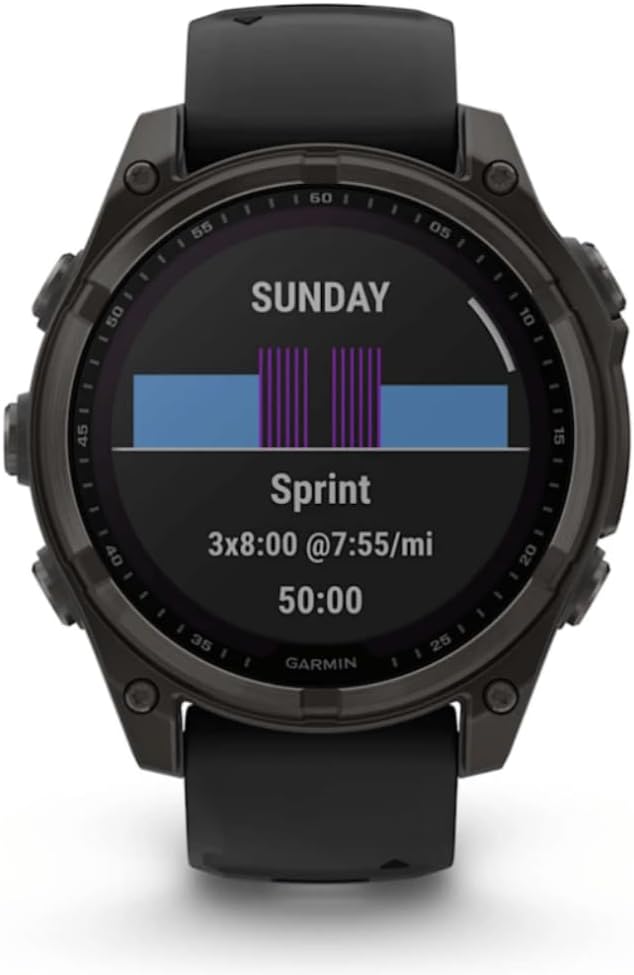 Fenix 8-47 mm, AMOLED, Saphir, Carbongrau, DLC Titan mit schwarz/kieselgrauem Silikon