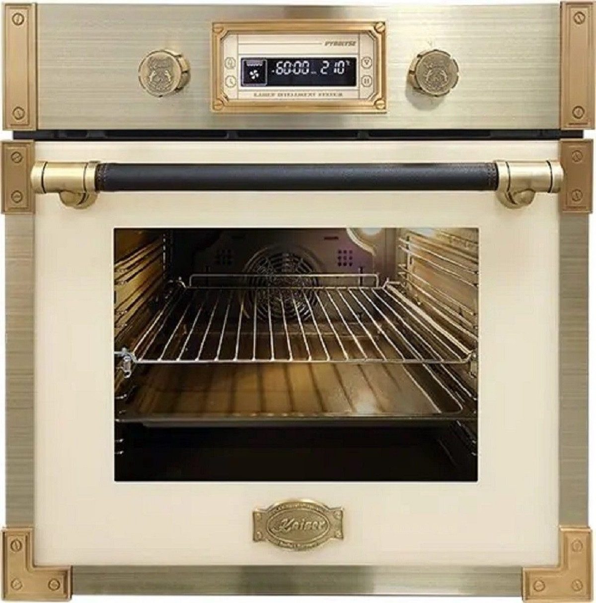 Backofen-Set Herd Set Autark Retro Einbau Backofen Elektro, 73 L mit Glaskeramik Kochfeld 60cm Einbau Herd 4 QuickHeat-Kochzonen Hi-Light EH 6427 ElfAD+KCT 6185 ElfEm..