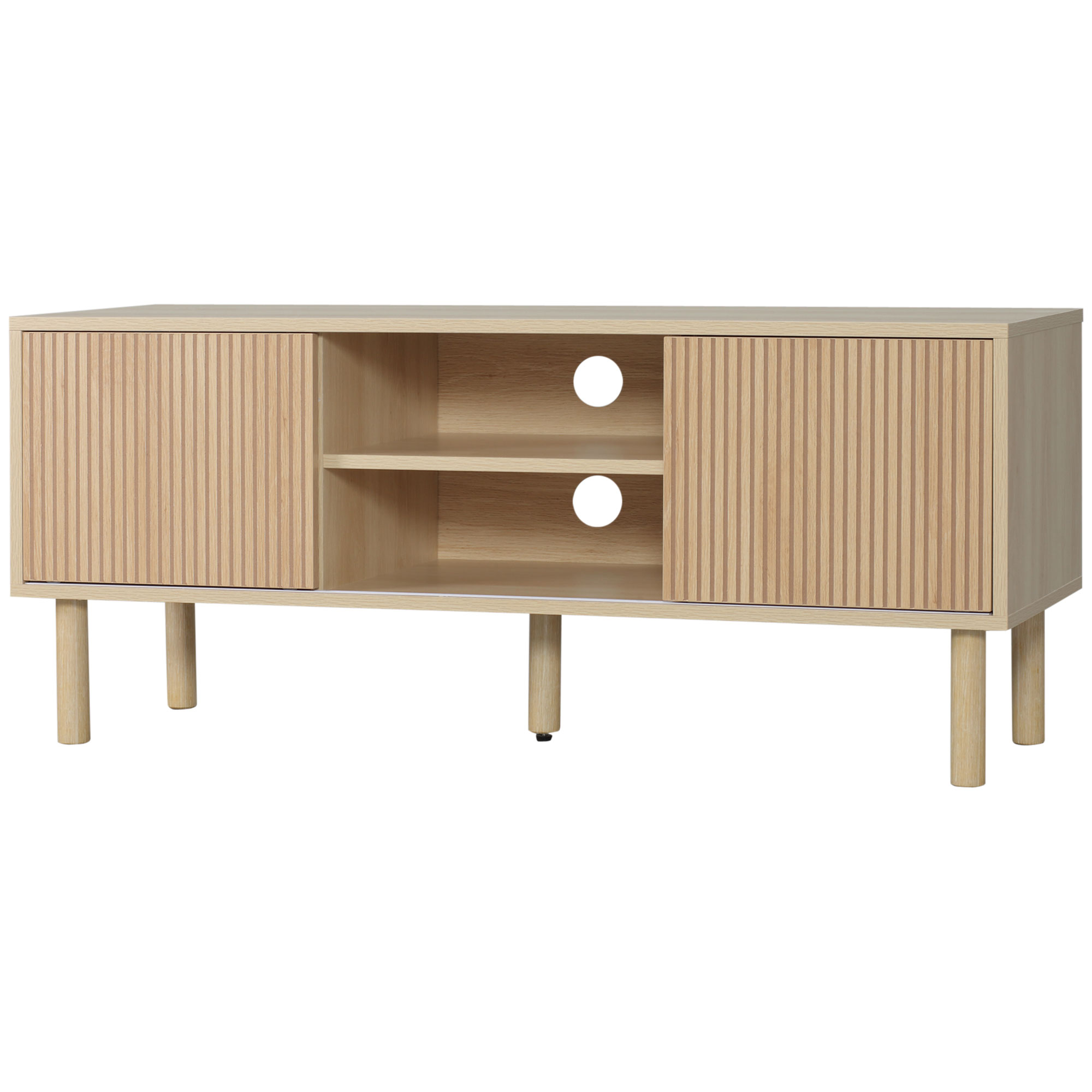 HOMCOM TV-Möbel TV-Ständer für Fernseher bis zu 50 Zoll mit 2 Schiebetüren und 2 Fächern mit Kabelmanagement - 115 x 40 x 49 cm