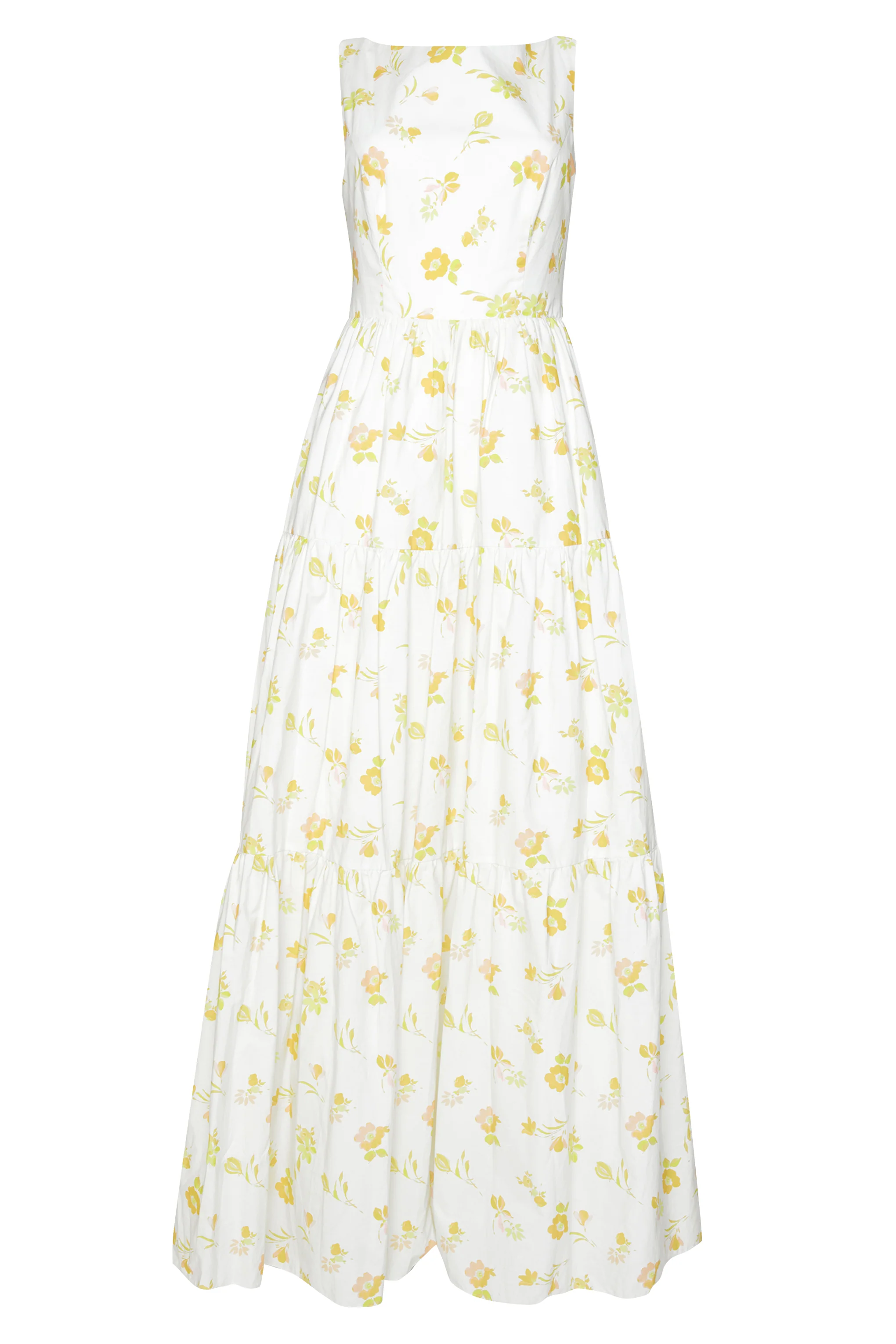Lorna Cream Yellow Floral Tiered Backless Maxi Dress