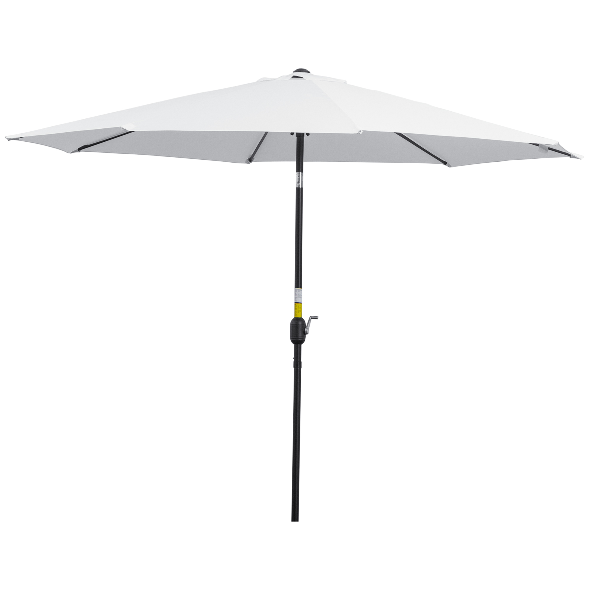 Outsunny Garten-Sonnenschirm Balkon-Sonnenschirm neigbar Ø 3 m Metall Rund Polyester 180g/m² Kurbel neigbar Weiß