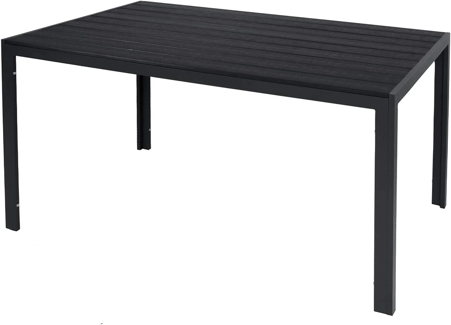 Gartentisch anthrazit/schwarz Esstisch Pflegeleicht Gartenmöbel Tisch Aluminium Tischplatte Non Wood Holzimitat wetterfest 150x90x74cm