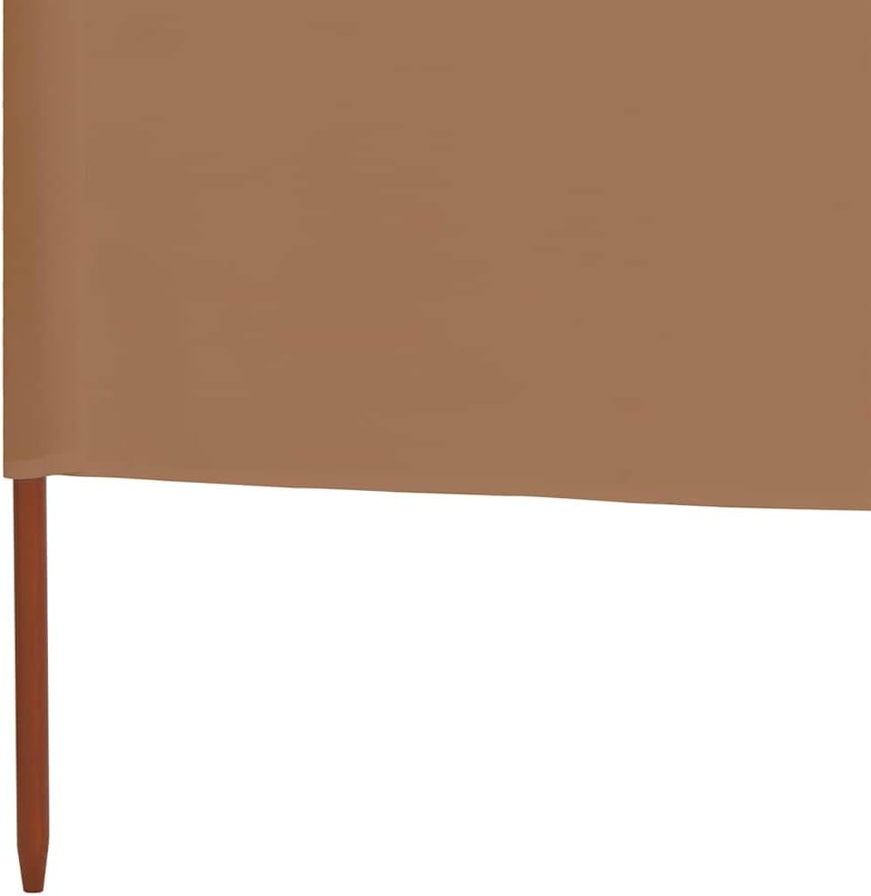6-teiliges Windschutzgewebe mit Holzpfählen, Sichtschutzzaun, Faltbares Windschutz Sichtschutz für Camping, Balkon, 800x160 cm Taupe Vliesstoff, Holz