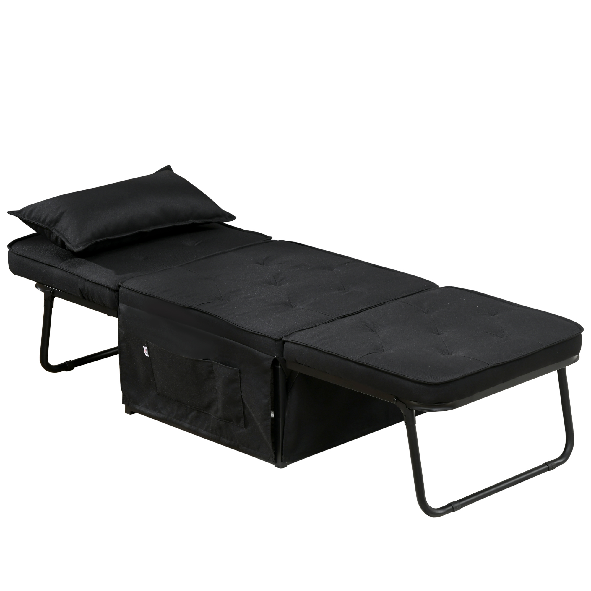 HOMCOM Schlafsessel 4-in-1 Liegesofa mit 5-fach verstellbarer Rückenlehne inklusive Kissen 180 x 64 x 40 cm Schwarz