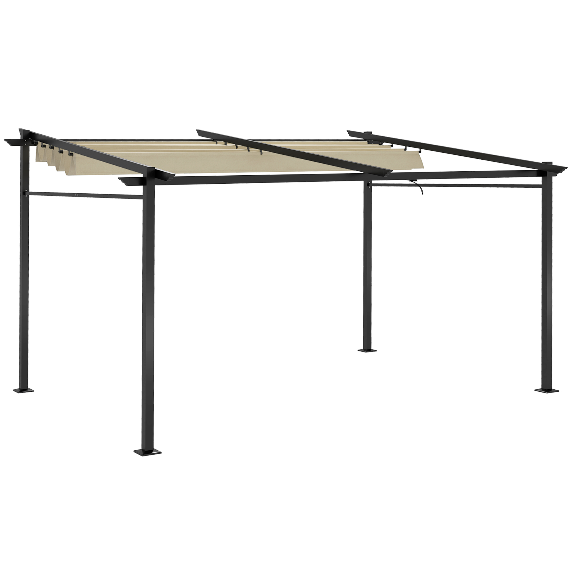 Outsunny Ausziehbare Pergola 4 x 3 m, pulverbeschichtete Metallstruktur, Polyester 180 g/m² inklusive Beige