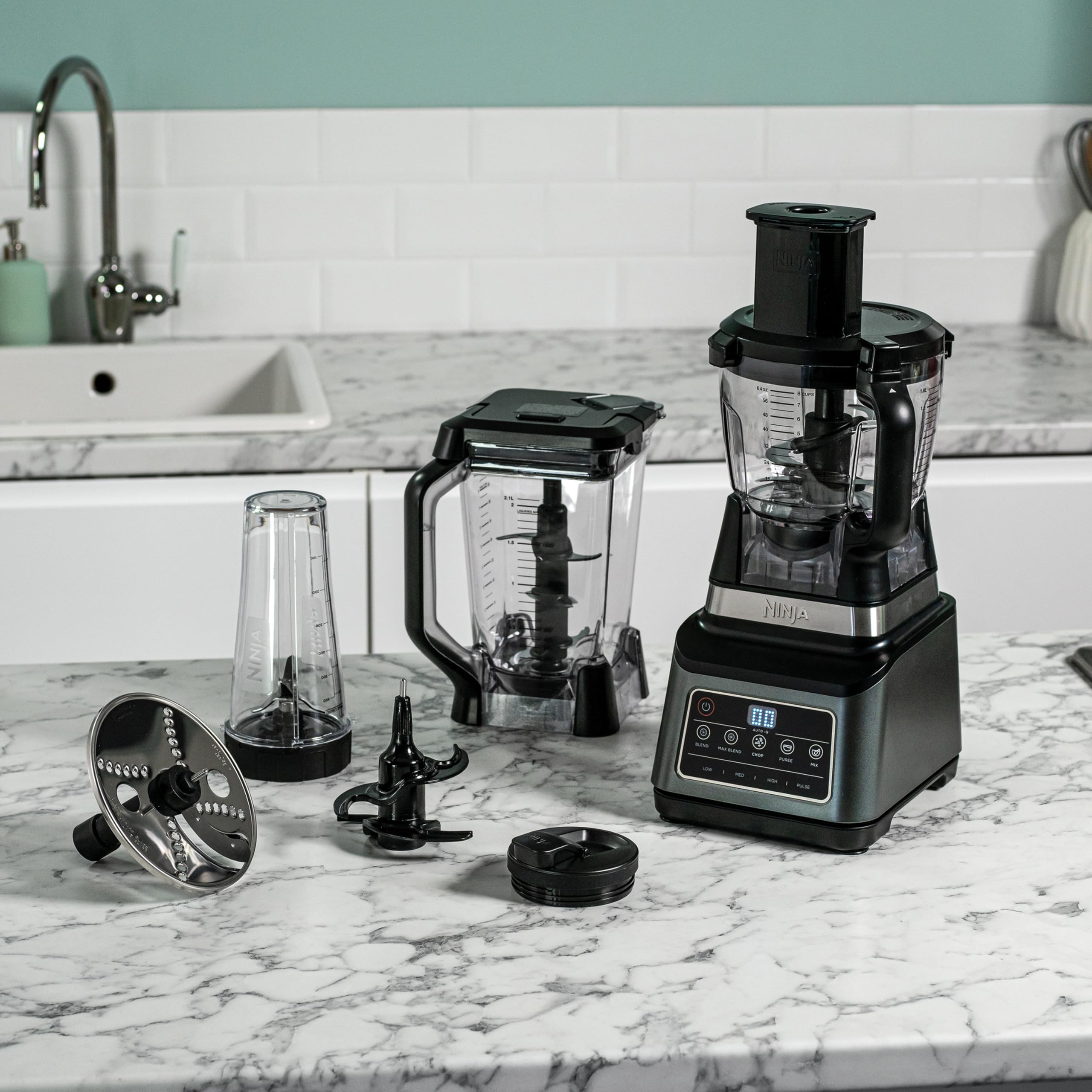 Ninja 3 in 1 Küchenmaschine Mixer mit 5 Programmen Mixen Max Mixen multifunktional für Küche