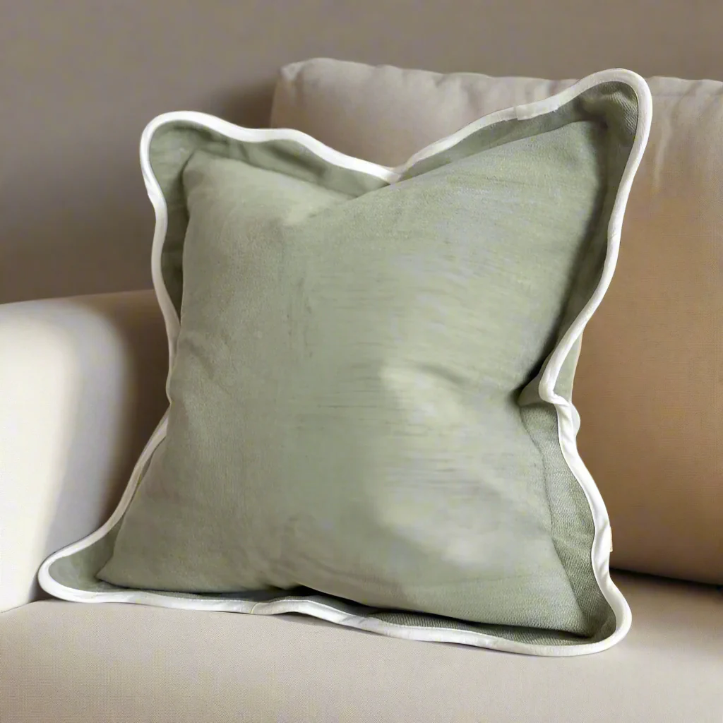 Sage Green Cushion with Feather Fill �C Linen Blend 45x45cm
