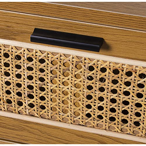 DRW Cassettiera con 3 cassetti in Legno MDF, Vimini e Metallo in Naturale e Nero 80x35x80cm, estandar : Amazon.it: Casa e cucina