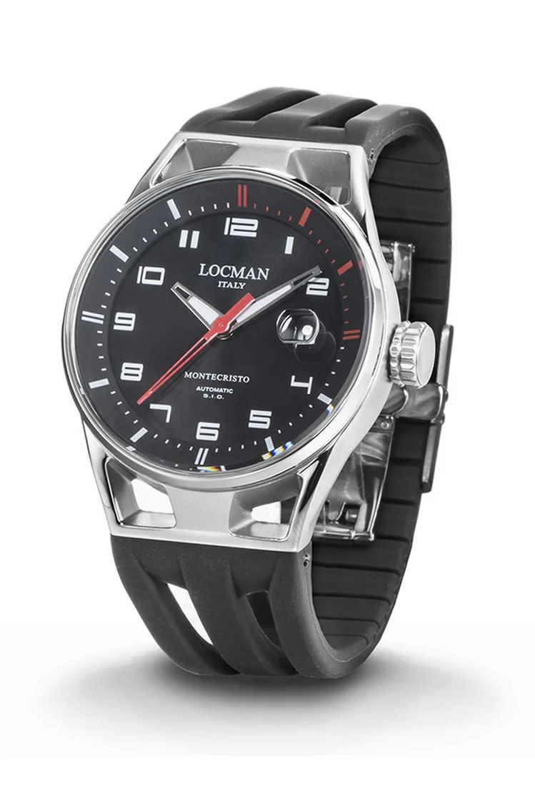 Locman Montecristo automatico nero dettagli rossi in silicone 0541A01S-00BKRDSK