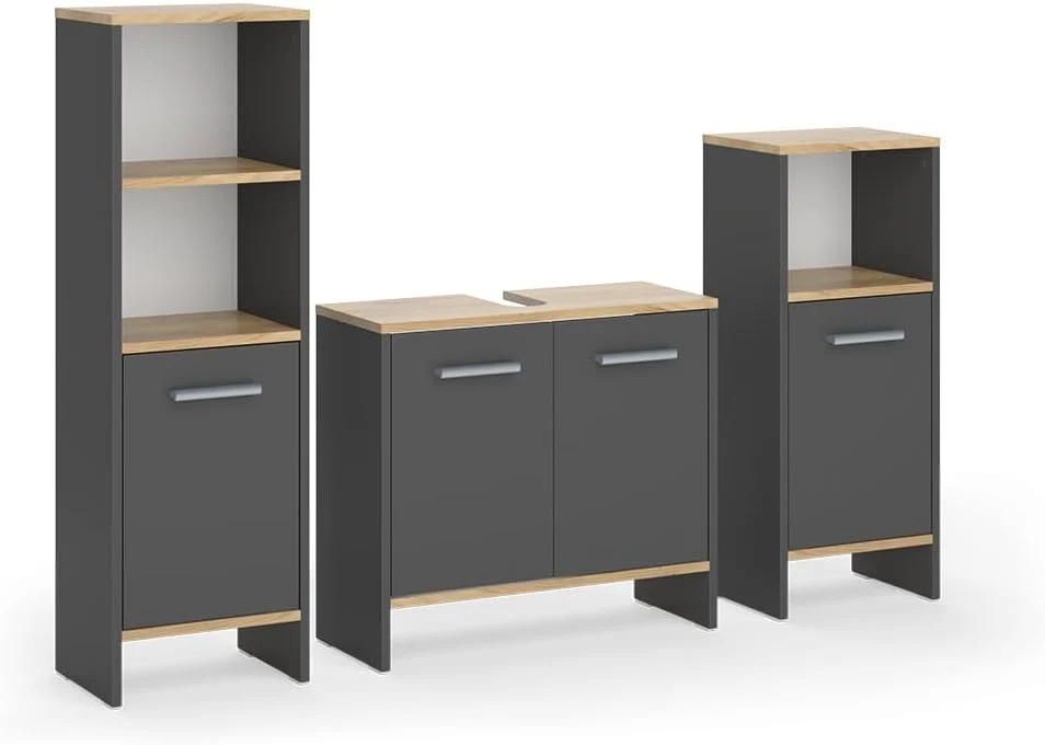 Vicco Badmöbel-Set Karli mit Waschbeckenunterschrank, modernes Badezimmermöbel-Set