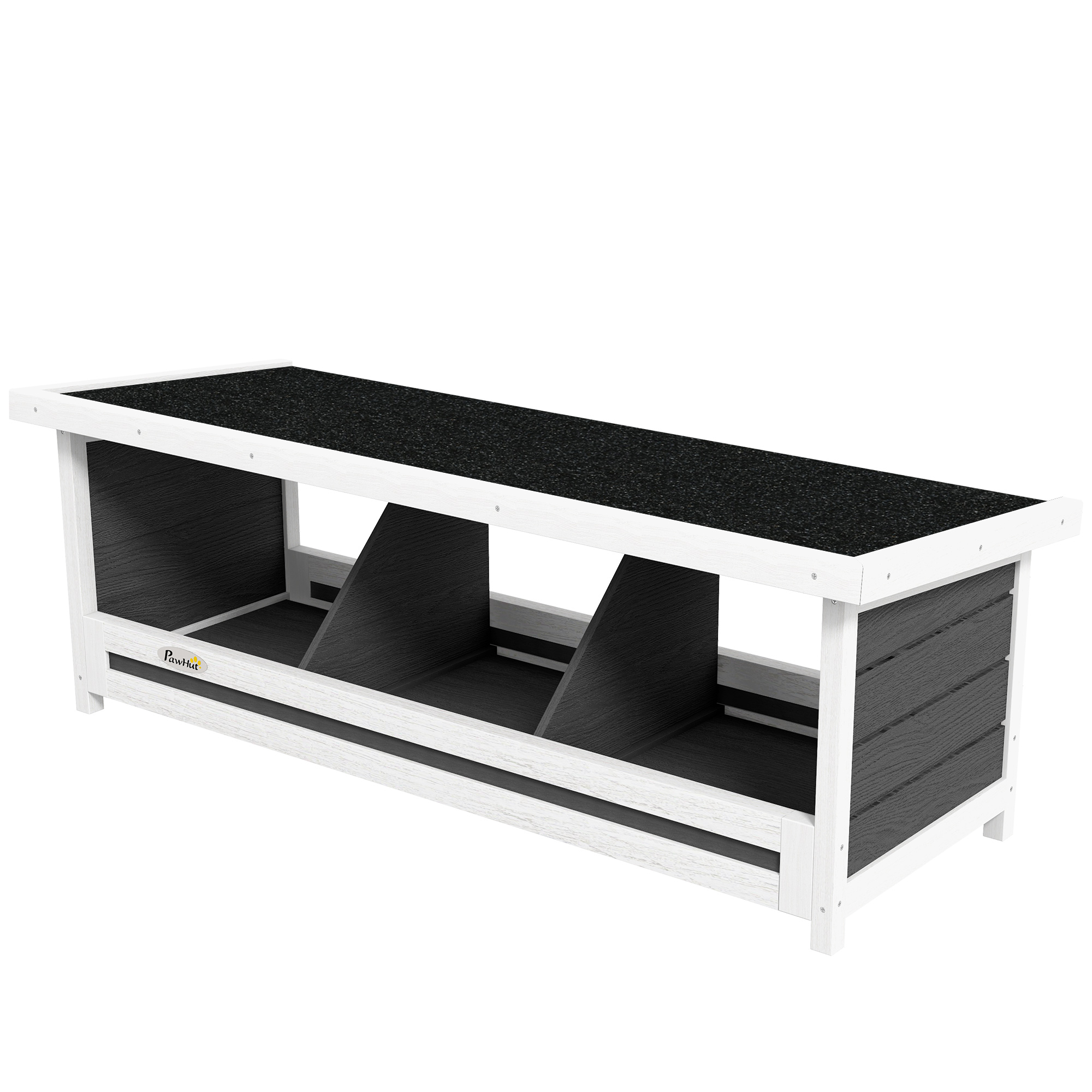 PawHut Legenest für Hühner 3 Ställe mit Asphaltdach Holzkonstruktion 95 x 37 x 34 cm Grau Schwarz