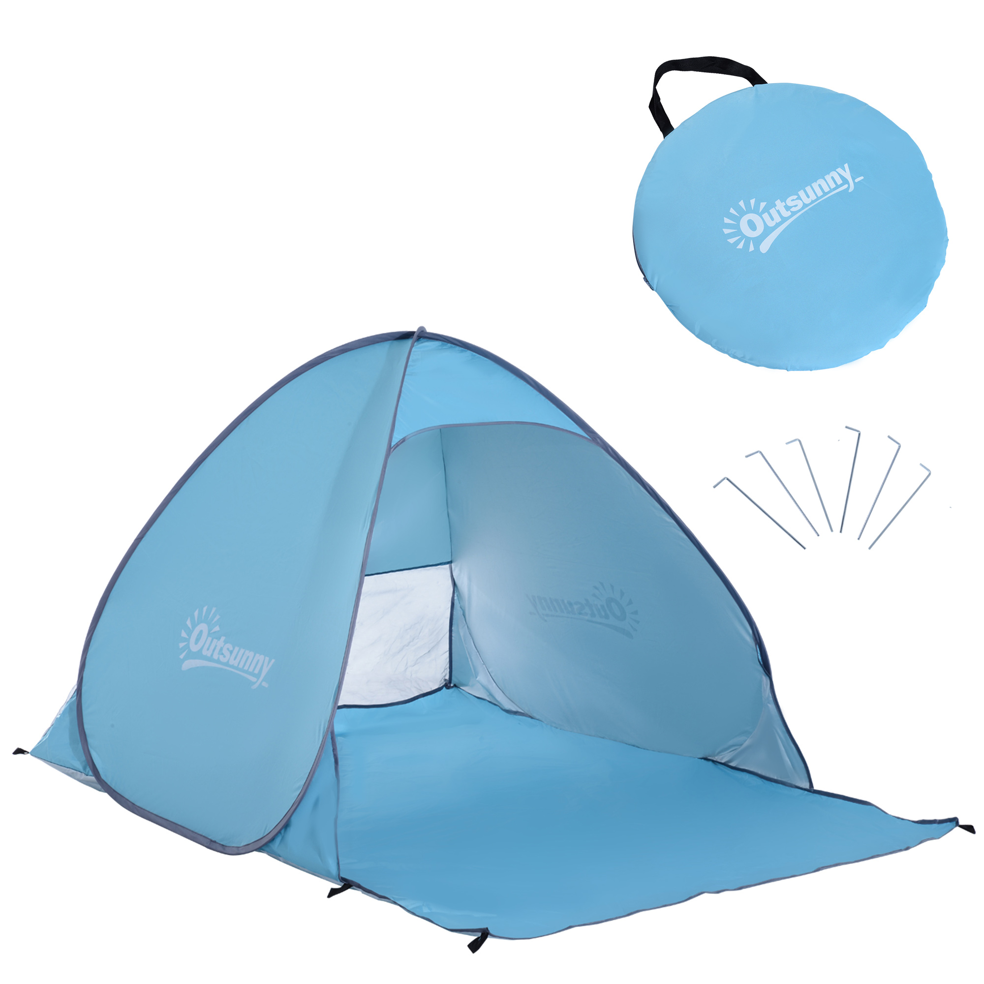 Outsunny Pop-up-Zelt, Strandzelt, Campingzelt, Polyester, 200 x 150 x 119 cm, Blau