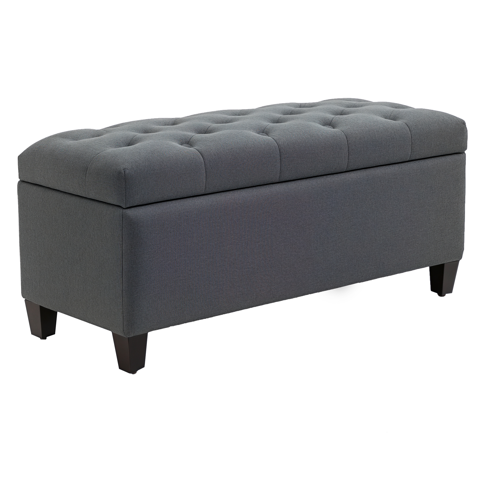 HOMCOM Sitzbank Polsterbank mit Stauraum Truhenbank Flur Schlafzimmer Wohnzimmer leinenartiges Polyester Gummiholz Dunkelgrau 100 x 40 x 44 cm