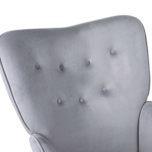BAKAJI Poltrona Sedia a Dondolo Relax Slitta Rivestimento in Tessuto Struttura Legno Imbottita Piedi in Metallo Base Dondonlante Legno Dimensione 90 x 70 x 95 cm Design Moderno Scandinavo (Grigio) : Casa e cucina