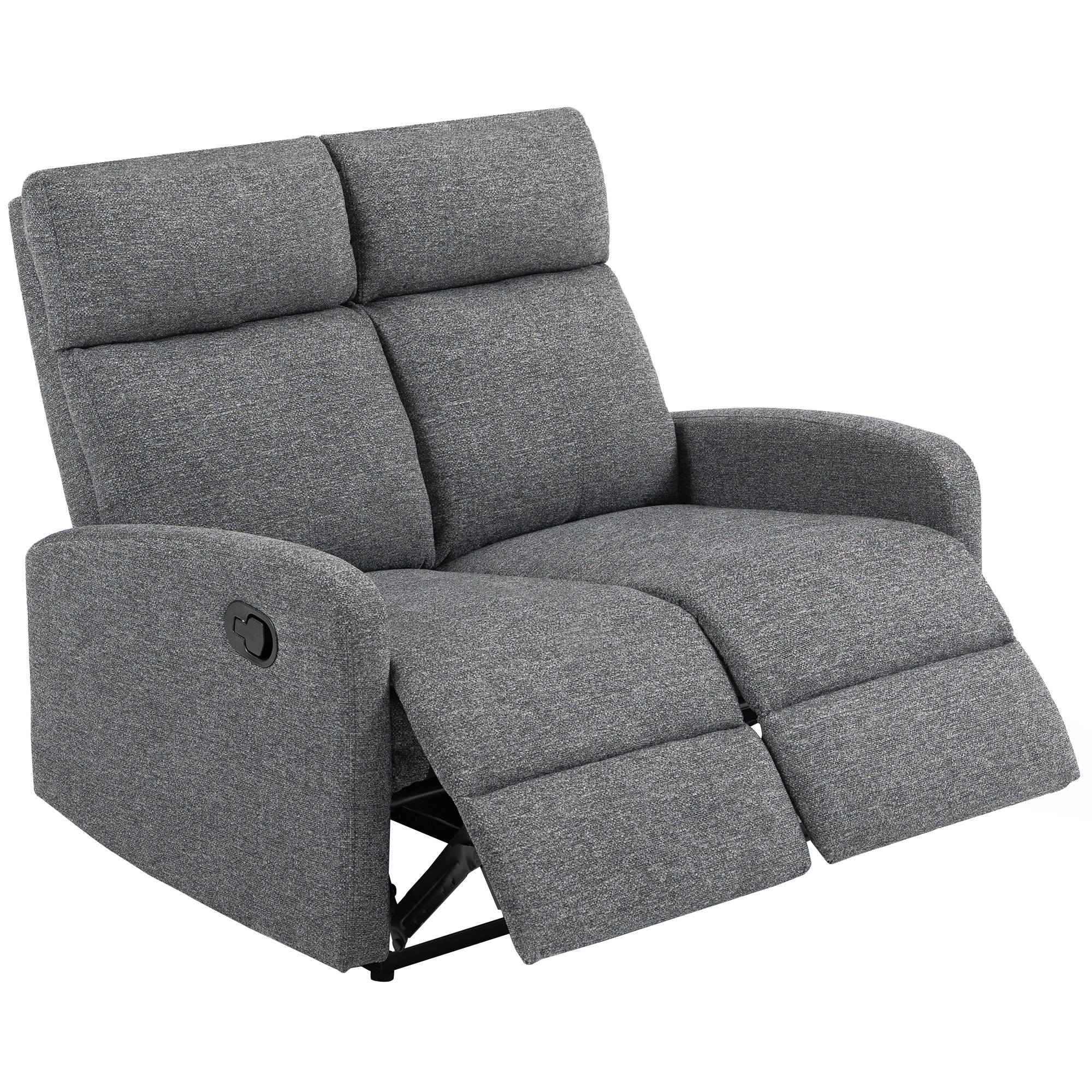 HOMCOM 2-Sitzer-Sofa, individuell verstellbare Rückenlehnen, Fußstütze, Stoffbezug, Stahl, Grau